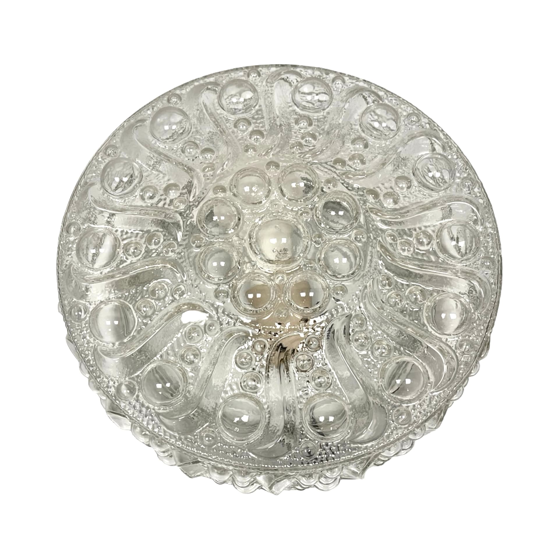 Plafon Sirius, szkło transparentne, metal, proj. H. Tynell, Peill & Putzler, Niemcy, lata 70. - 303526