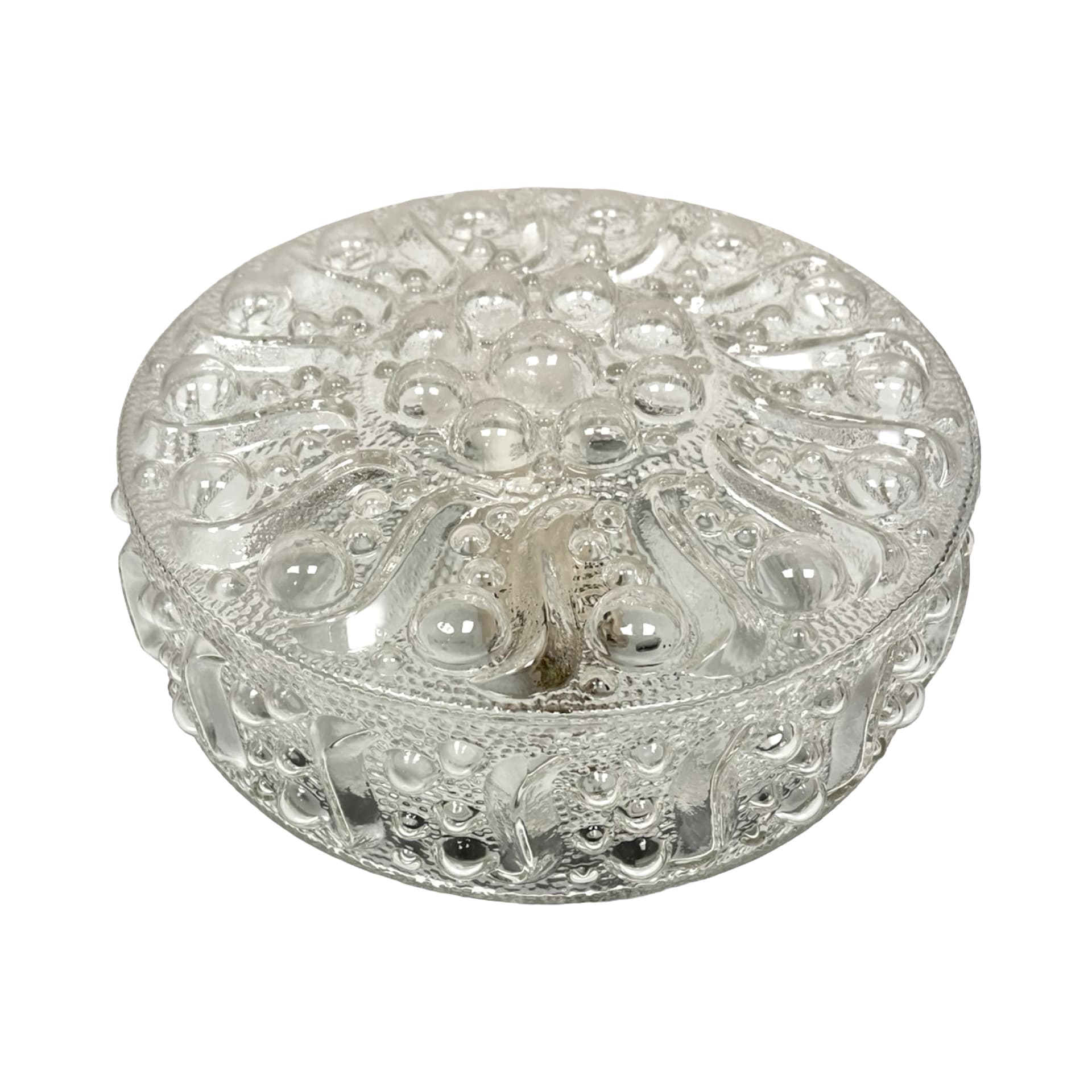 Plafon Sirius, szkło transparentne, metal, proj. H. Tynell, Peill & Putzler, Niemcy, lata 70. - 303524