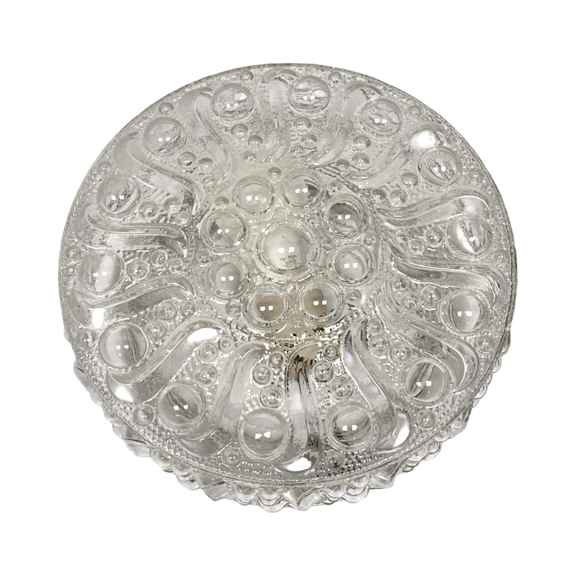 Plafon Sirius, szkło transparentne, metal, proj. H. Tynell, Peill & Putzler, Niemcy, lata 70. - 303531