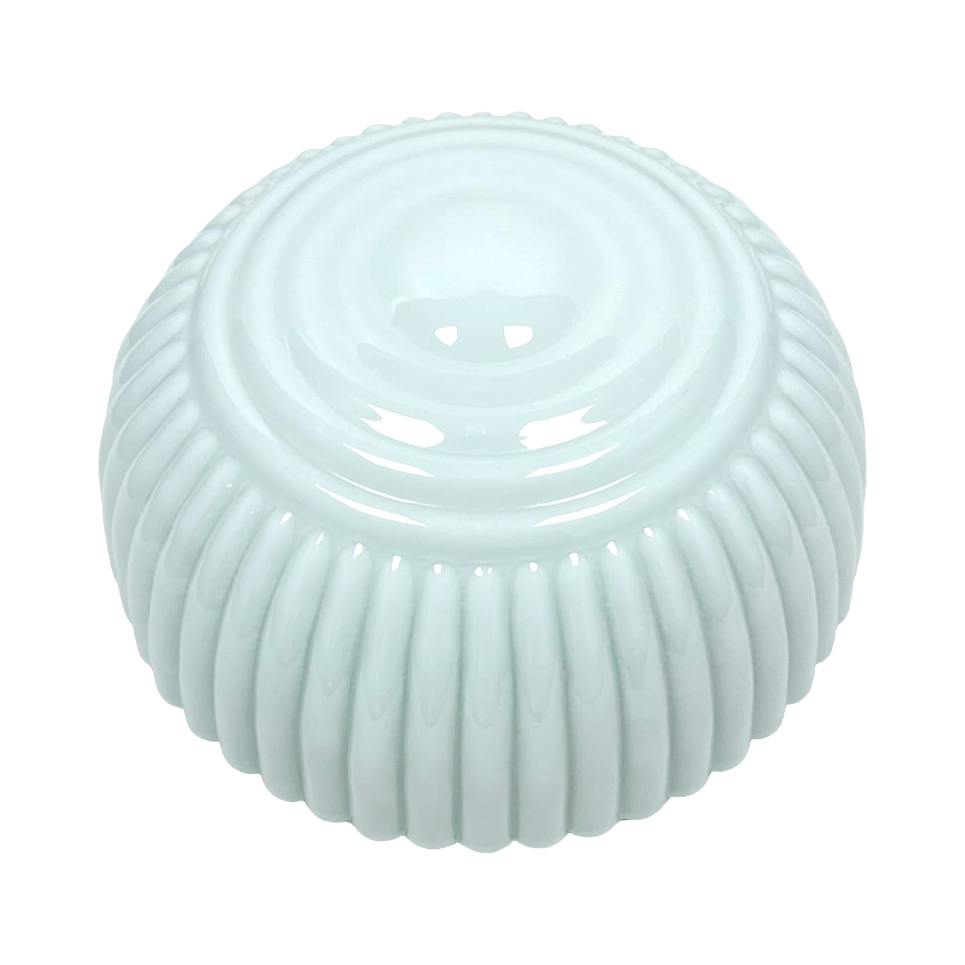 Ribbed Art Deco Flush Mount, white opaline glass, Polam Wilkasy, Poland, 1970s - 303584