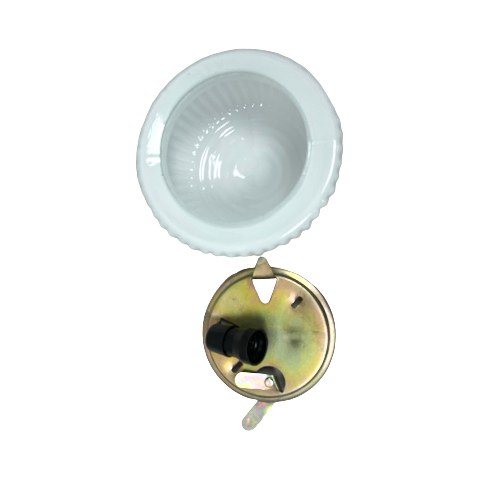 Ribbed Art Deco Flush Mount, white opaline glass, Polam Wilkasy, Poland, 1970s - 303587