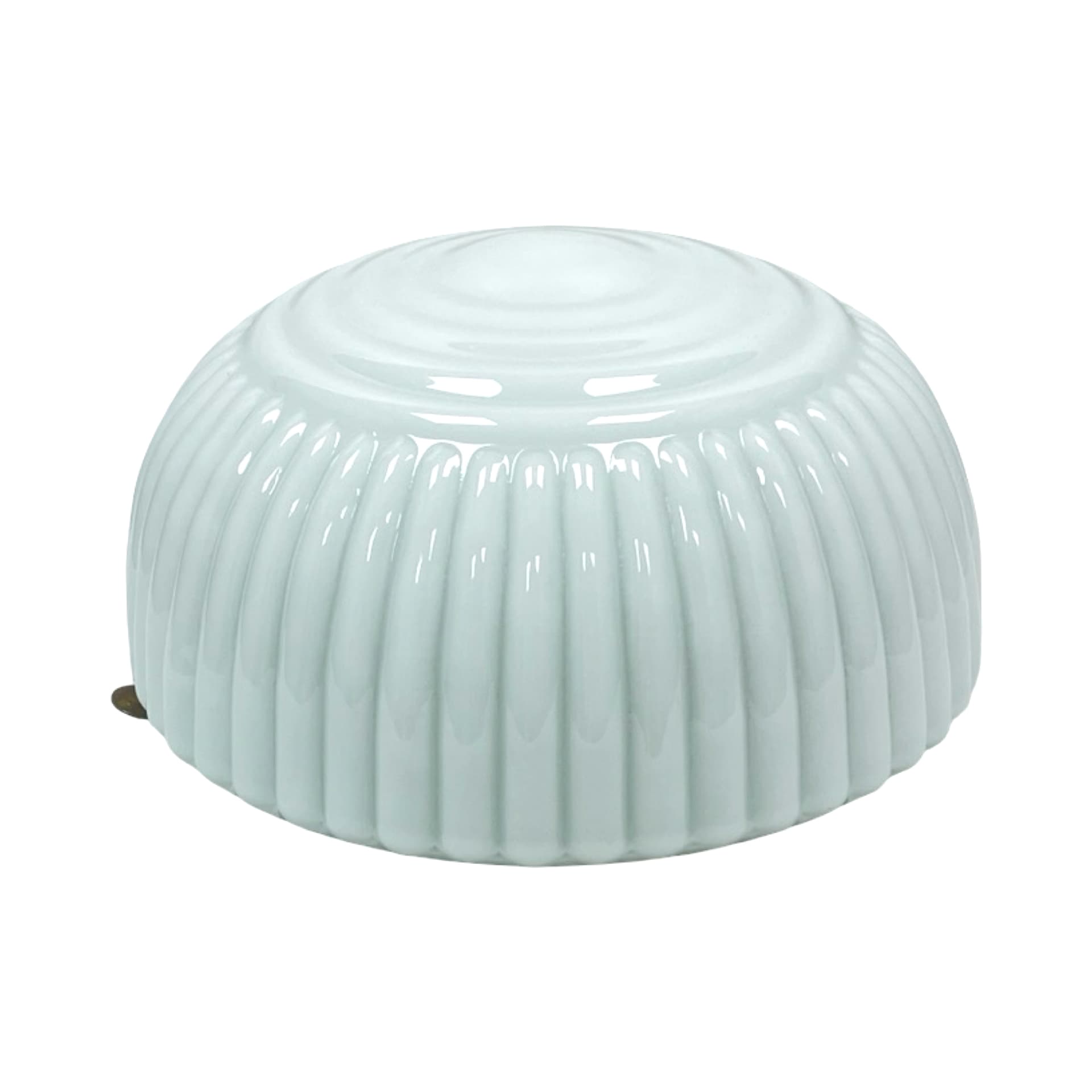 Ribbed Art Deco Flush Mount, white opaline glass, Polam Wilkasy, Poland, 1970s - 303586