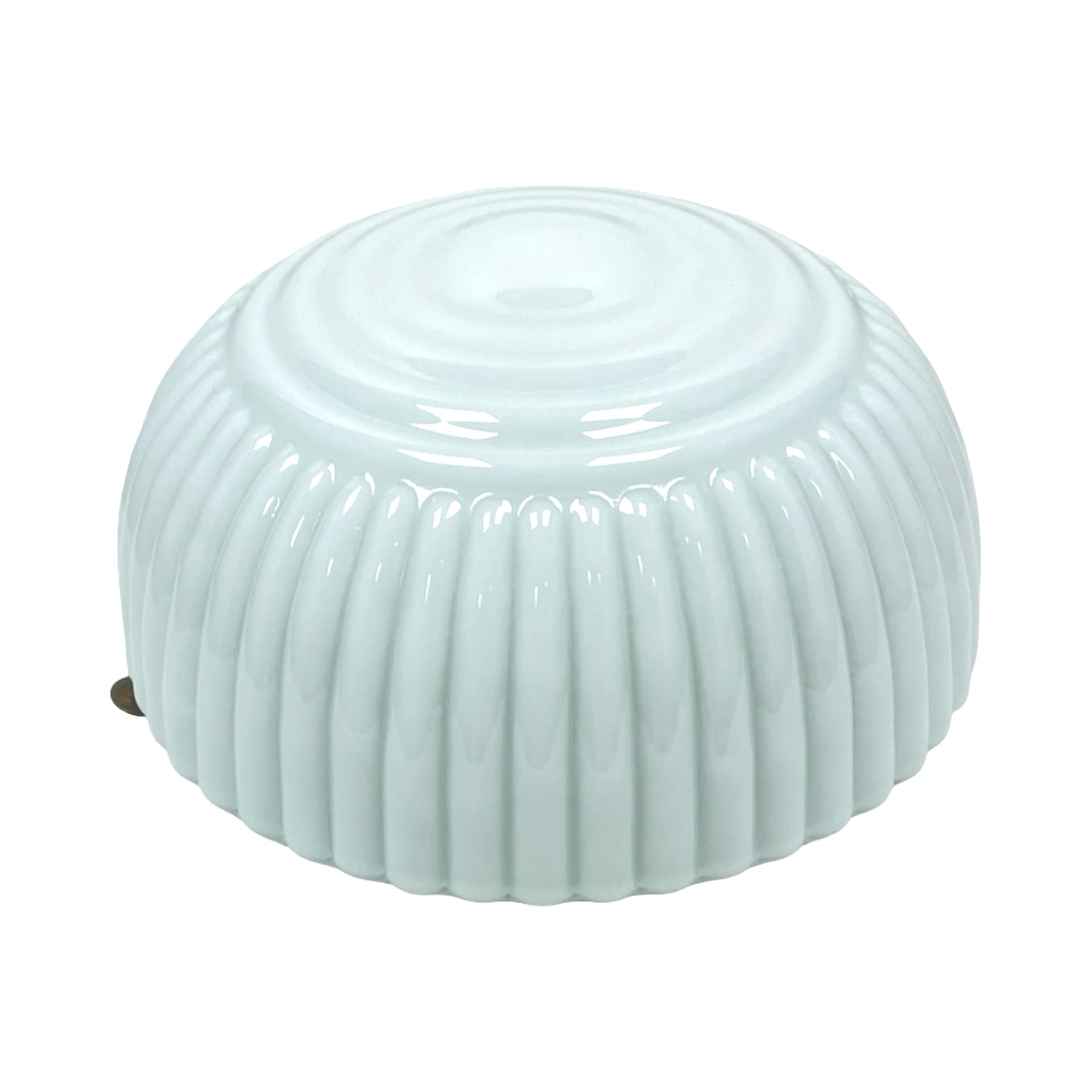 Ribbed Art Deco Flush Mount, white opaline glass, Polam Wilkasy, Poland, 1970s - 303585