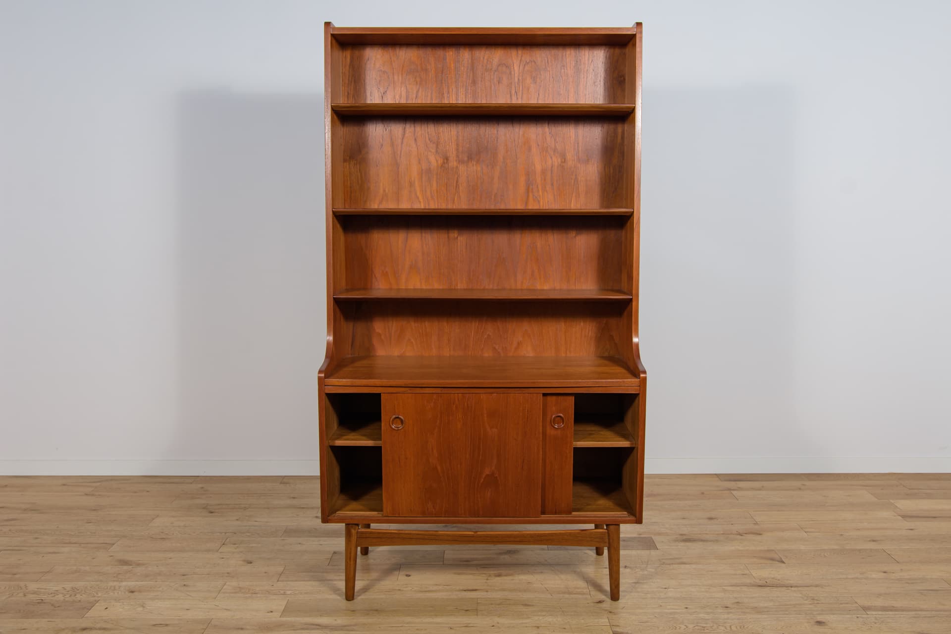 Shelving unit, brown teak, by J. Sorth, Denmark, 1960s. - 303727