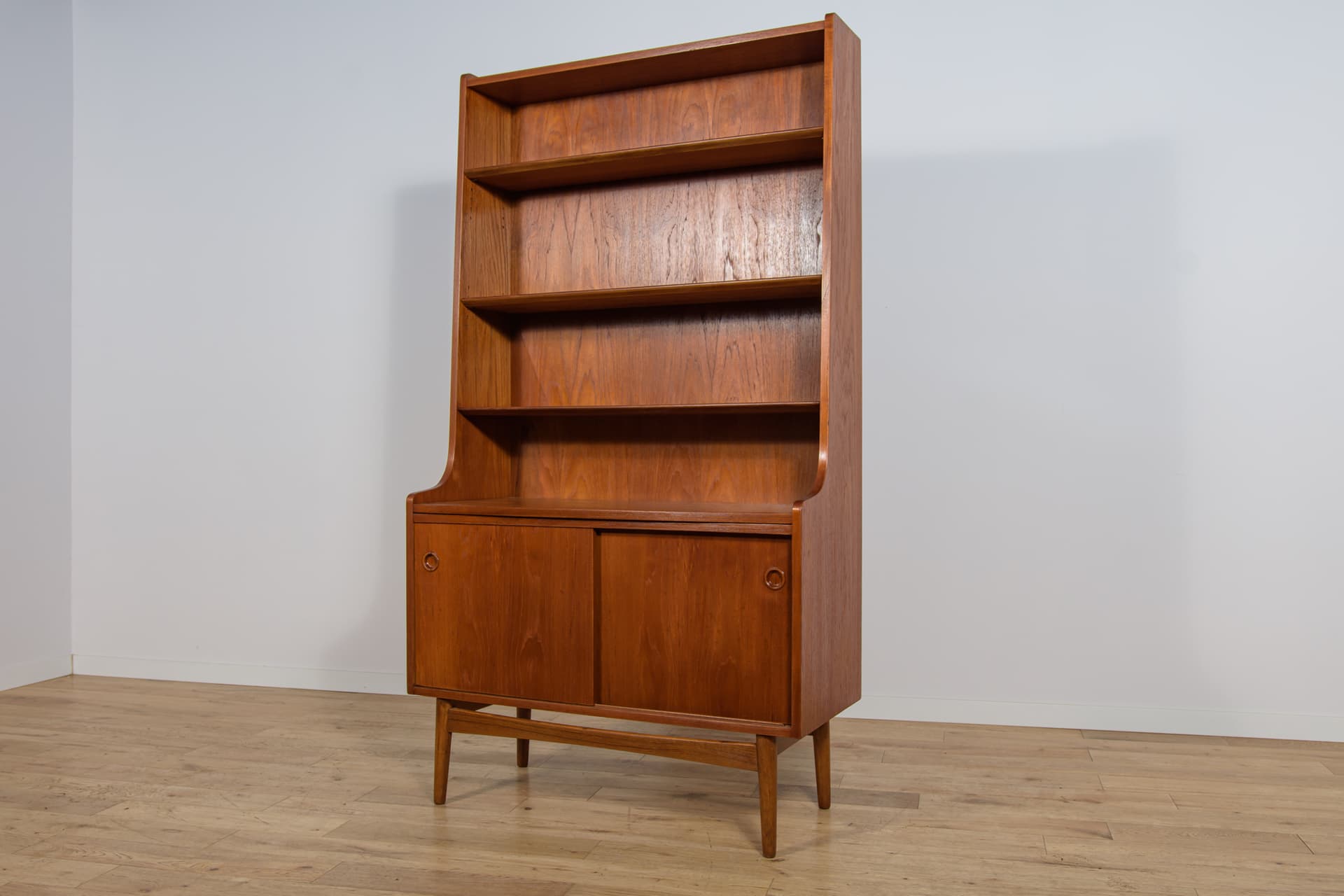 Shelving unit, brown teak, by J. Sorth, Denmark, 1960s. - 303724