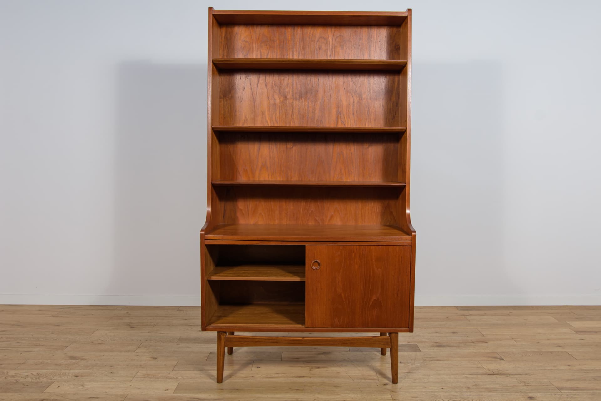 Shelving unit, brown teak, by J. Sorth, Denmark, 1960s. - 303728