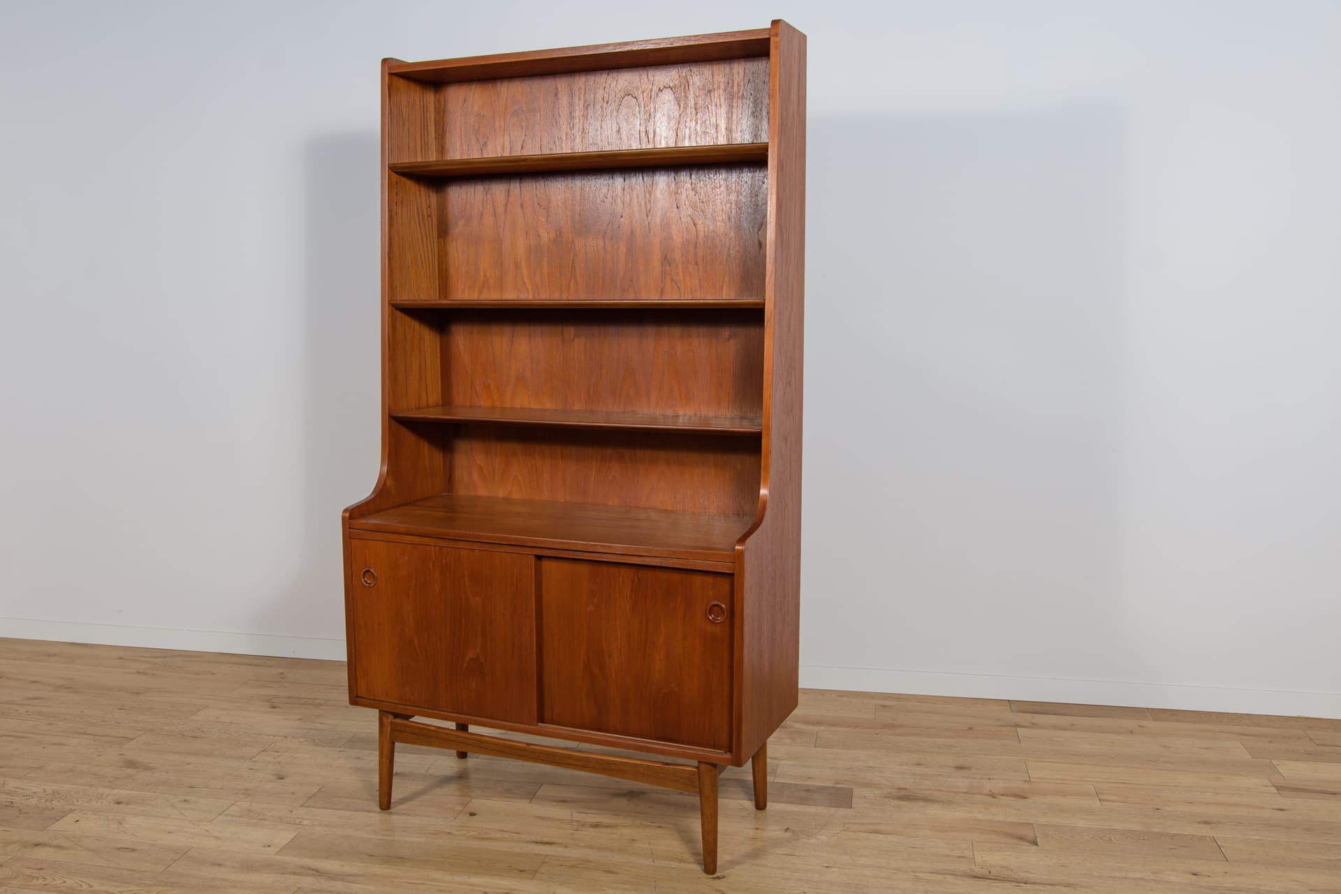 Shelving unit, brown teak, by J. Sorth, Denmark, 1960s. - 303721
