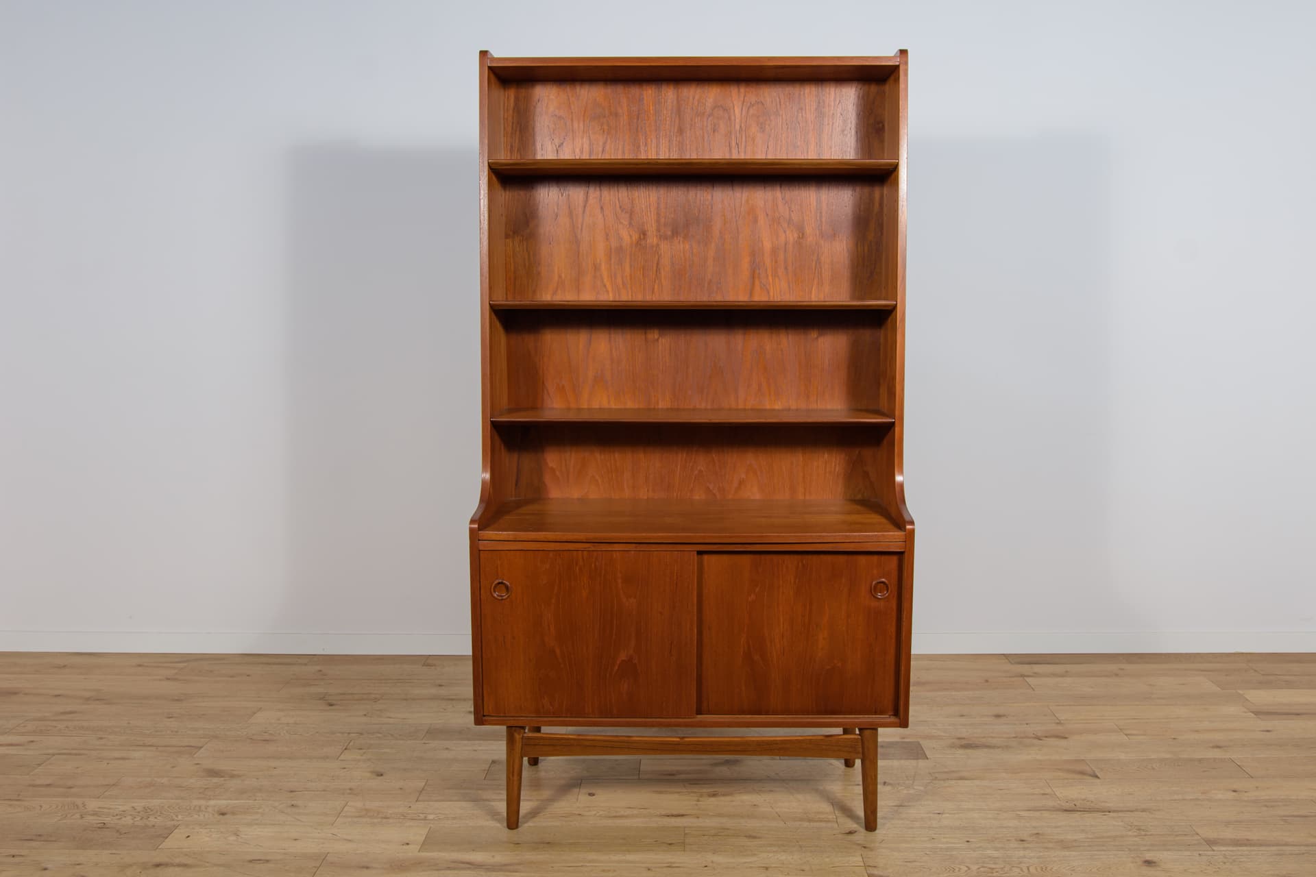 Shelving unit, brown teak, by J. Sorth, Denmark, 1960s. - 303722