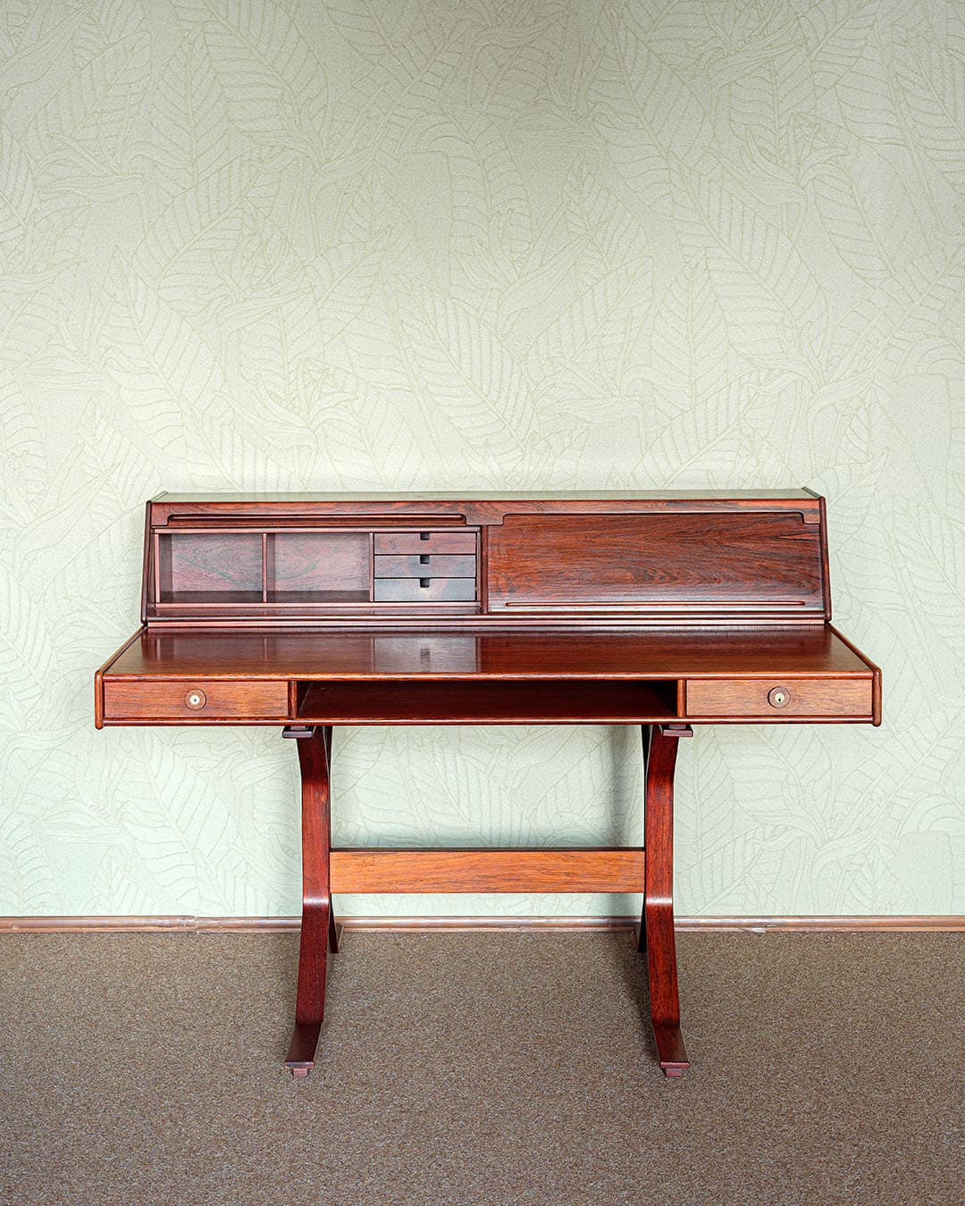 Secretary Desk 530, brown rosewood, by G. Frattini, Bernini, Italy, 1950s. - 303737