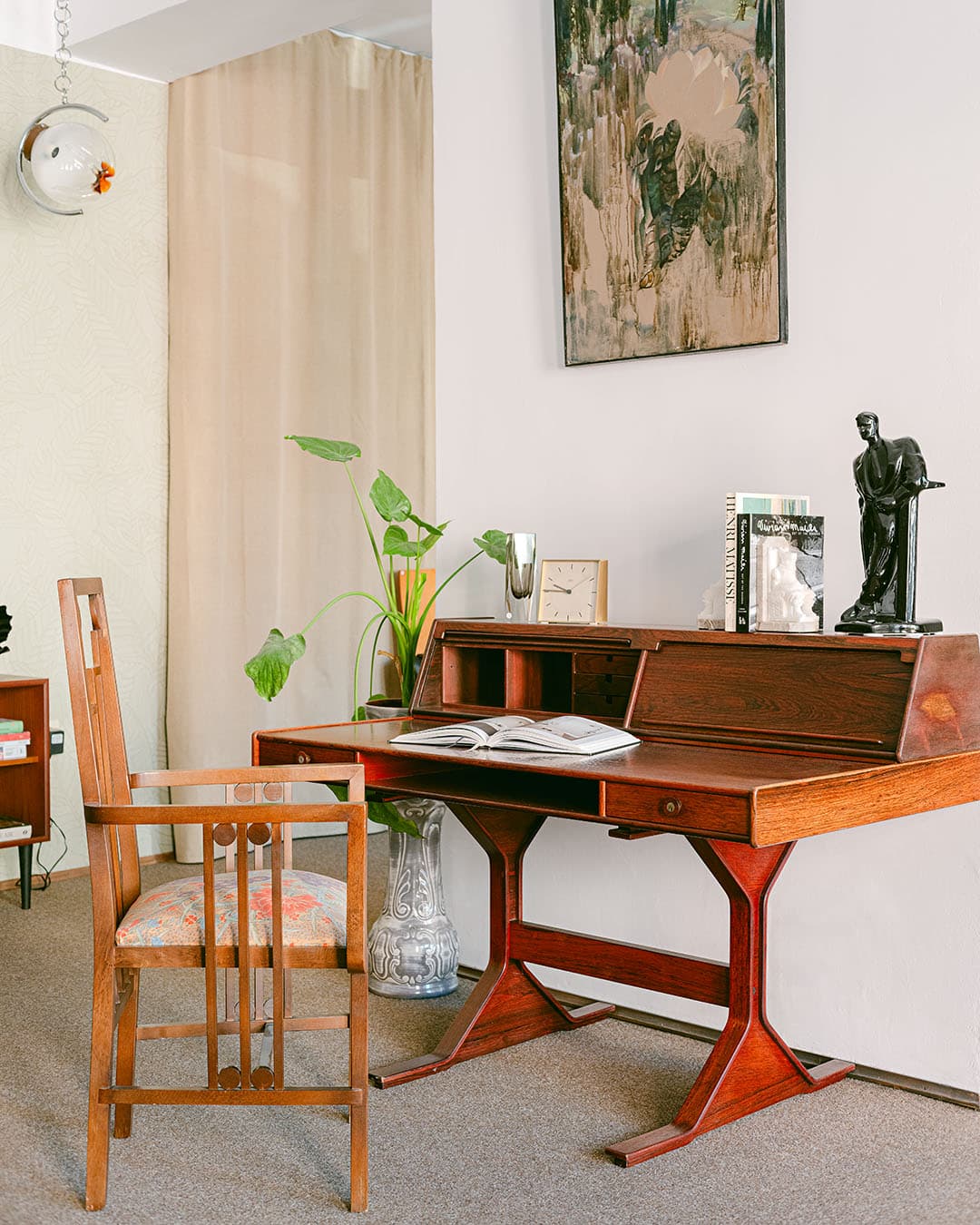 Secretary Desk 530, brown rosewood, by G. Frattini, Bernini, Italy, 1950s. - 303735