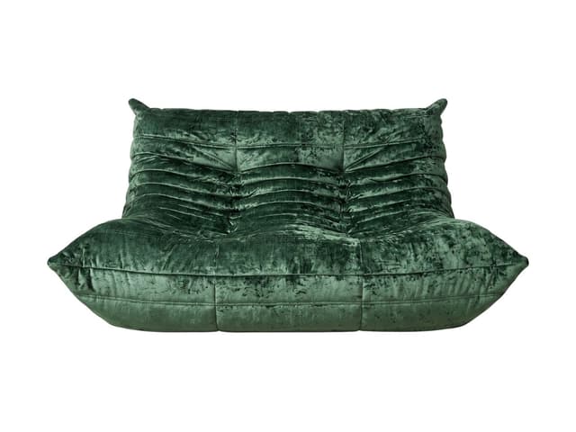 Sofa Togo dwuosobowa, washed velvet forest green - WYMIARY