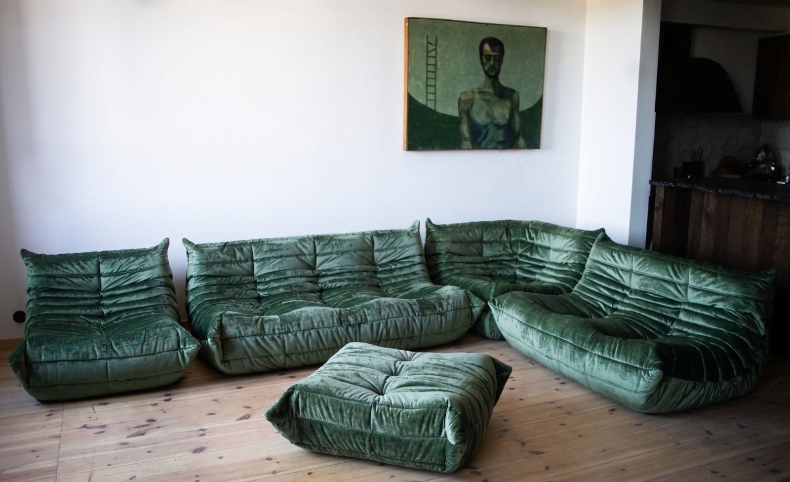 Zestaw wypoczynkowy Togo 5 części, washed velvet forest green - 304207