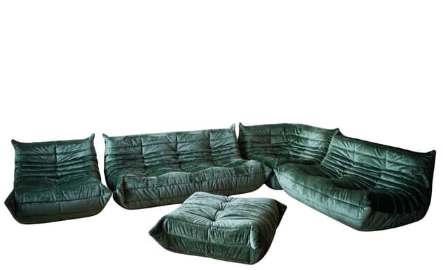Zestaw wypoczynkowy Togo 5 części, washed velvet forest green - WYMIARY