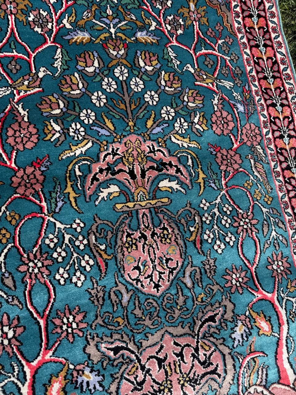 Rug Ghoum/Qom 165x95 cm, blue silk, cotton, India - 303815