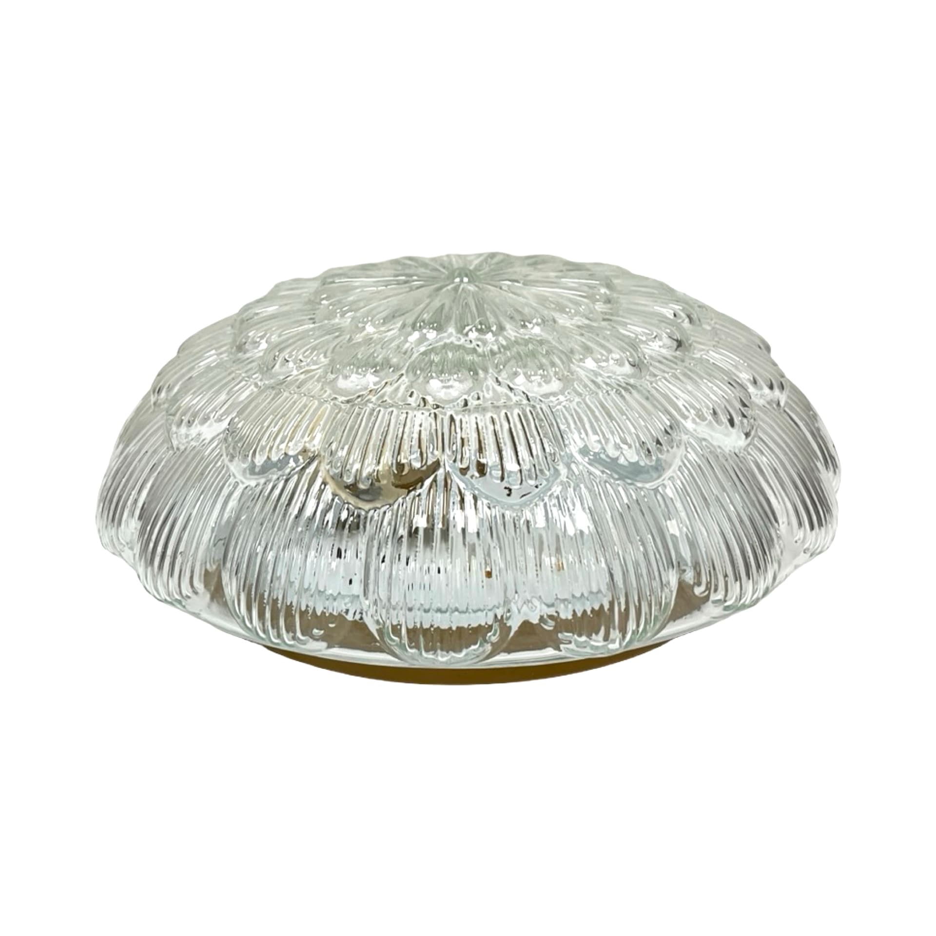 Flush mount Christmas tree, transparent glass, gold metal, Massive, Belgium, 1970s. - 303842