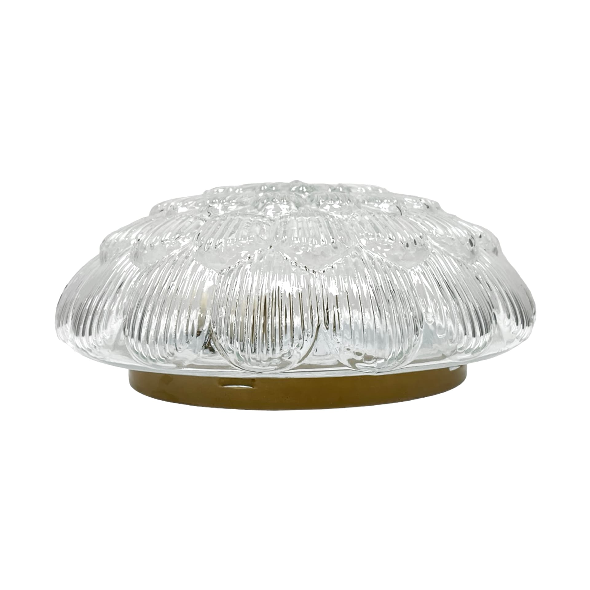 Flush mount Christmas tree, transparent glass, gold metal, Massive, Belgium, 1970s. - 303841