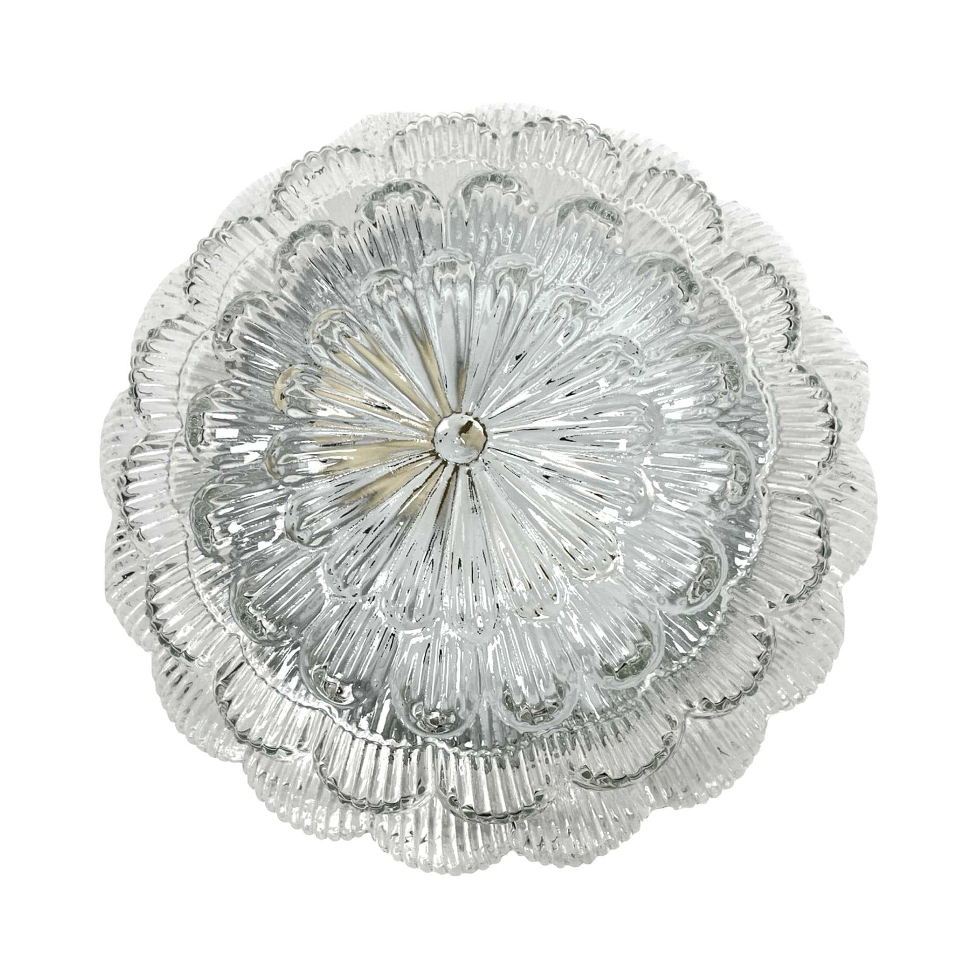 Flush mount Christmas tree, transparent glass, gold metal, Massive, Belgium, 1970s. - 303843