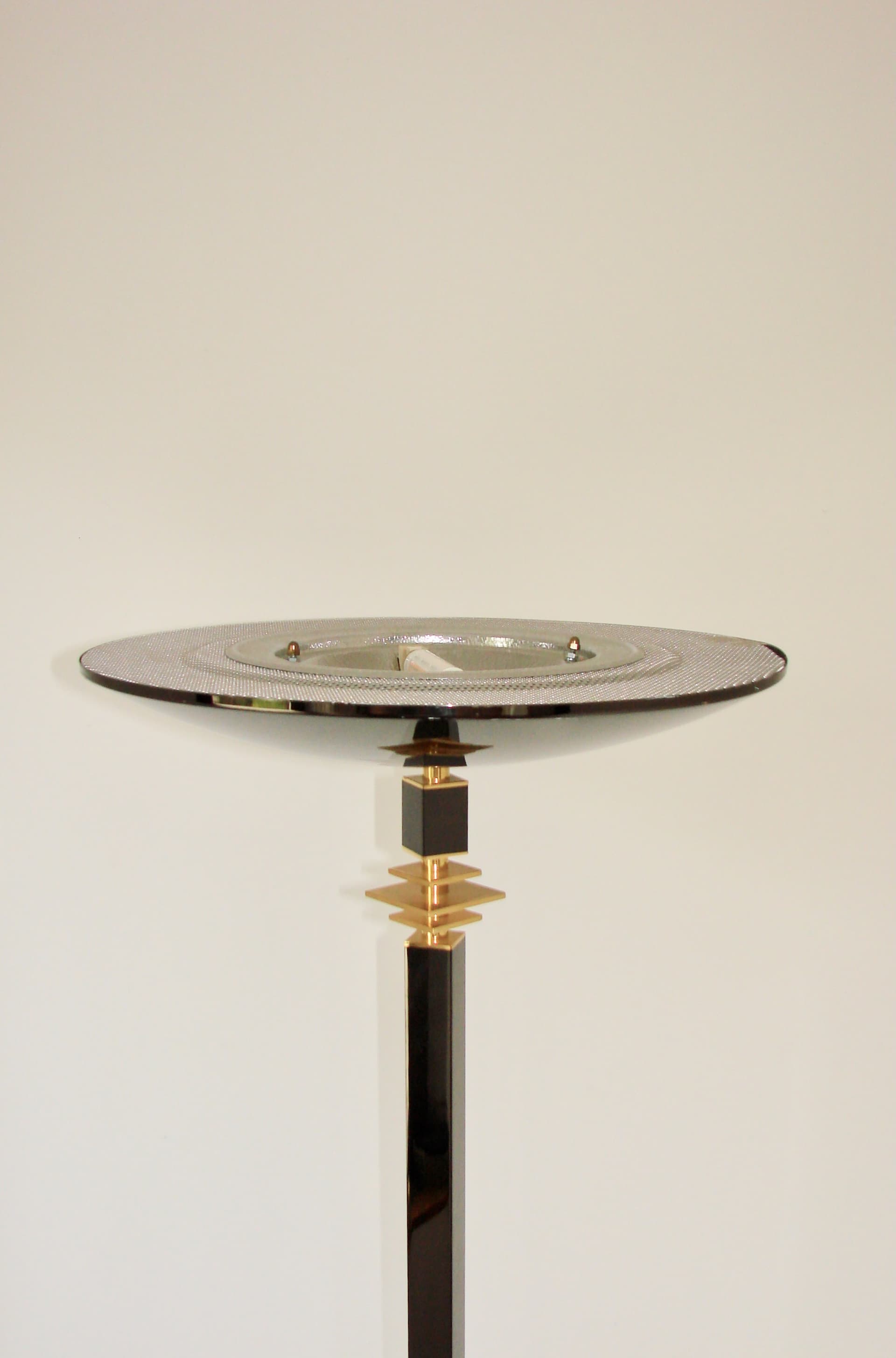 Floor Lamp Modern, black metal, gold brass, 1980s - 303861