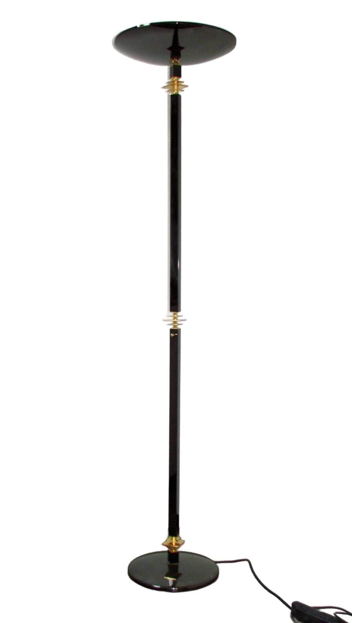 Floor Lamp Modern, black metal, gold brass, 1980s