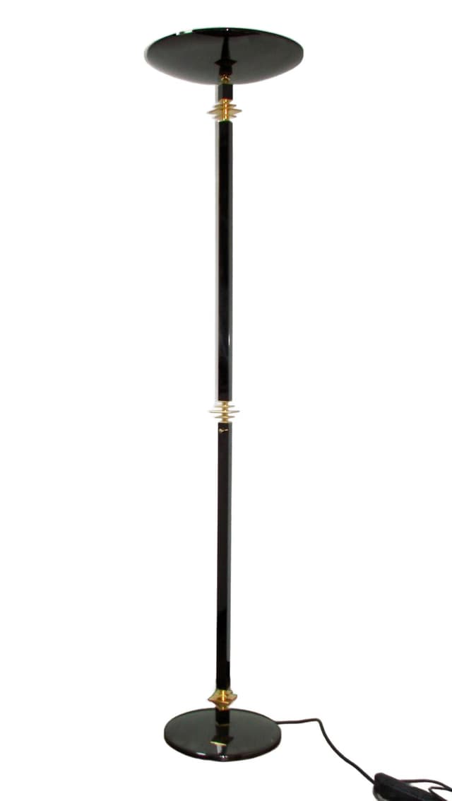 Floor Lamp Modern, black metal, gold brass, 1980s - DIMENSION