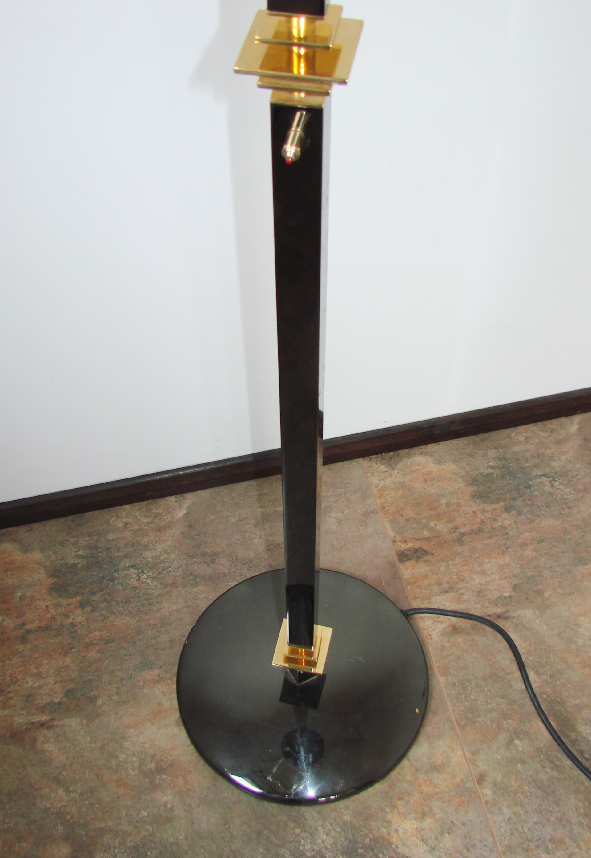 Floor Lamp Modern, black metal, gold brass, 1980s - 303863
