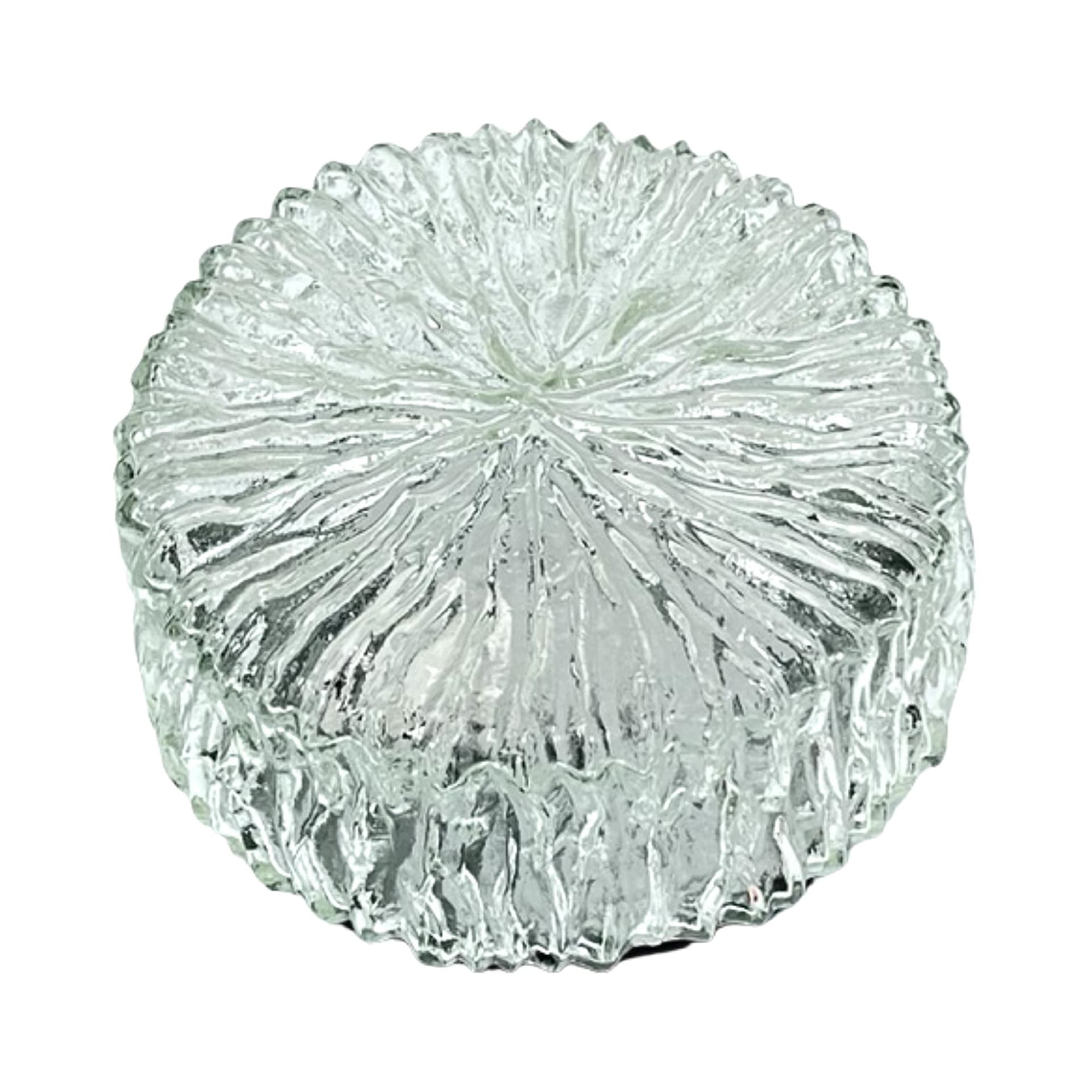 Plafon Bark Glass, szkło transparentne, metal czarny, Hillebrand, Niemcy, lata 70.