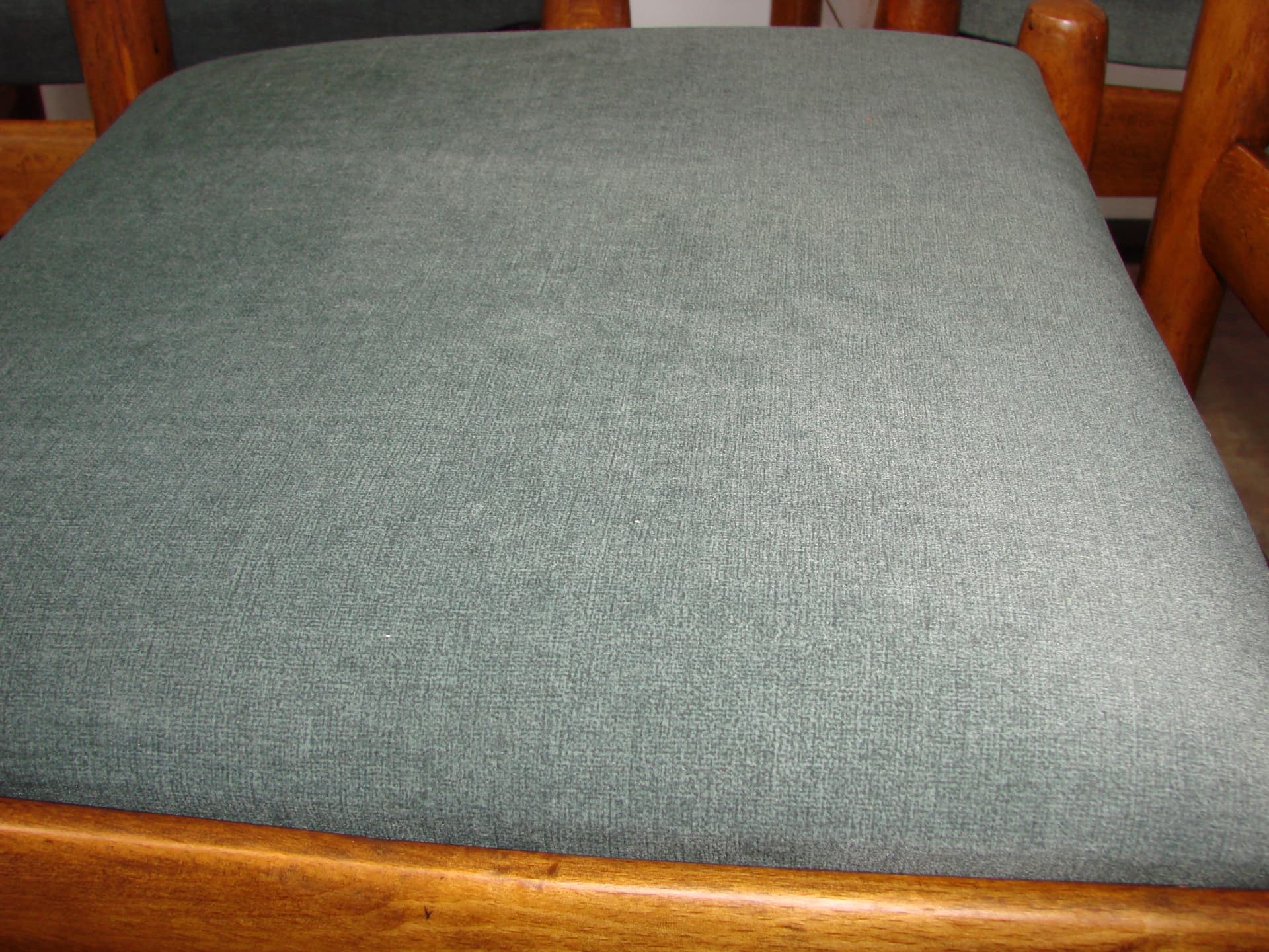 Set of four Scandinavian chairs, brown beech, green fabric, Scandinavia, 1970s. - 303877