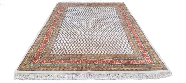 Dywan Indo Sarough Mir 200x300 cm, wełna beżowa, bawełna biała, Indie - WYMIARY