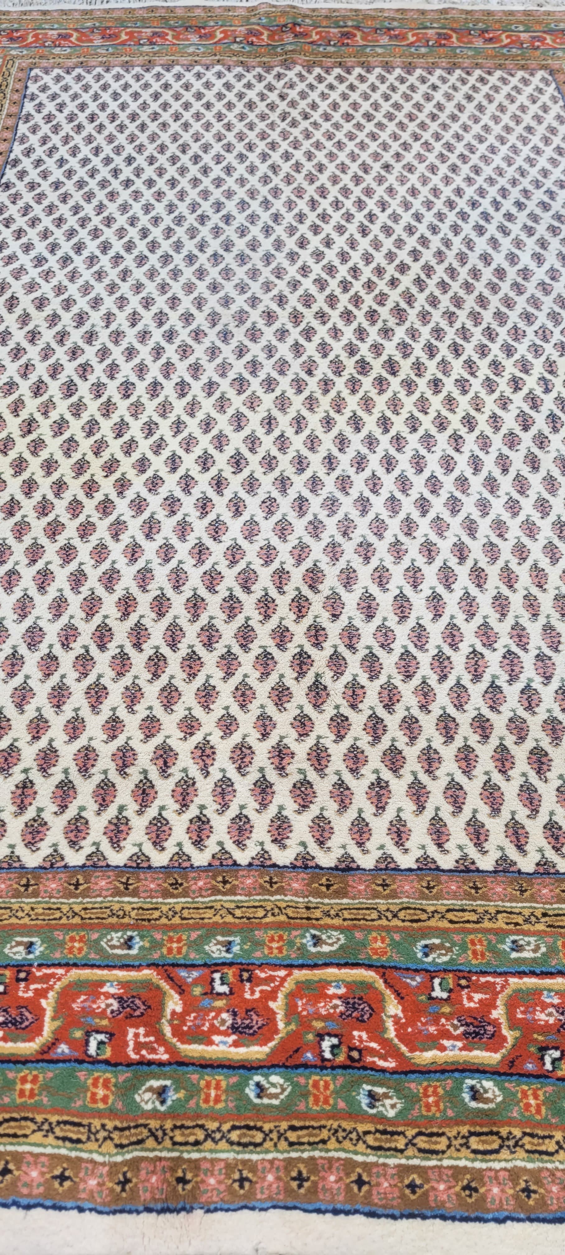 Dywan Indo Sarough Mir 200x300 cm, wełna beżowa, bawełna biała, Indie - 303913