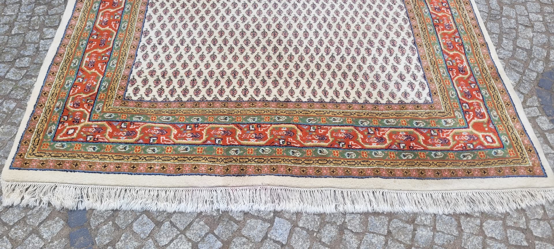 Dywan Indo Sarough Mir 200x300 cm, wełna beżowa, bawełna biała, Indie - 303923