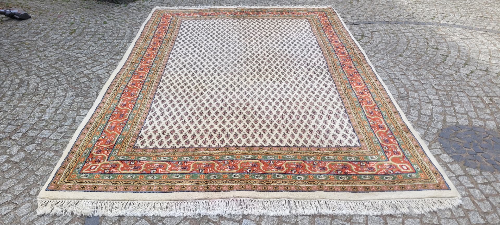 Dywan Indo Sarough Mir 200x300 cm, wełna beżowa, bawełna biała, Indie - 303914
