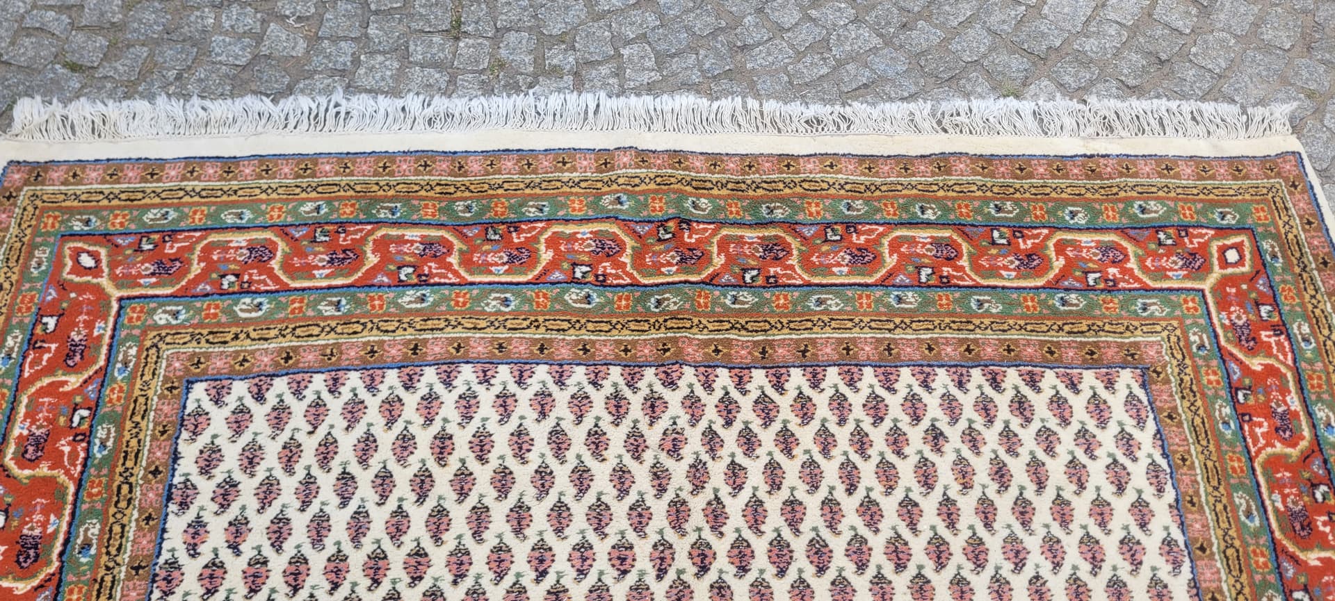 Dywan Indo Sarough Mir 200x300 cm, wełna beżowa, bawełna biała, Indie - 303920