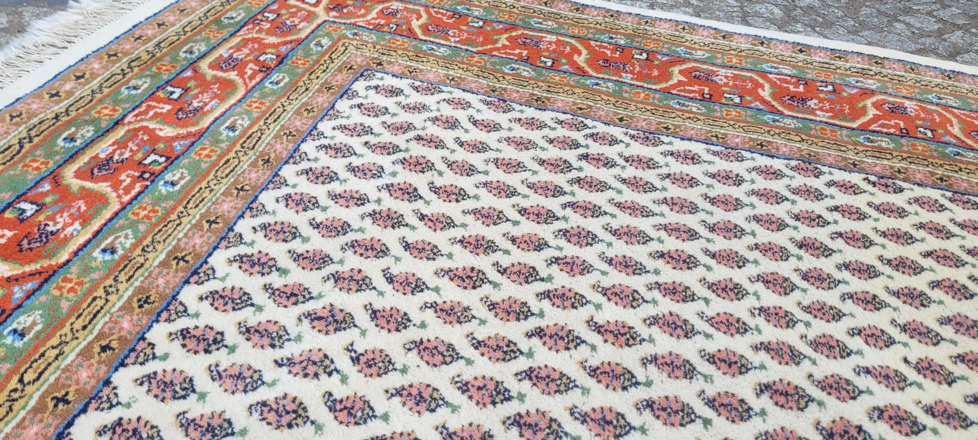 Dywan Indo Sarough Mir 200x300 cm, wełna beżowa, bawełna biała, Indie - 303910