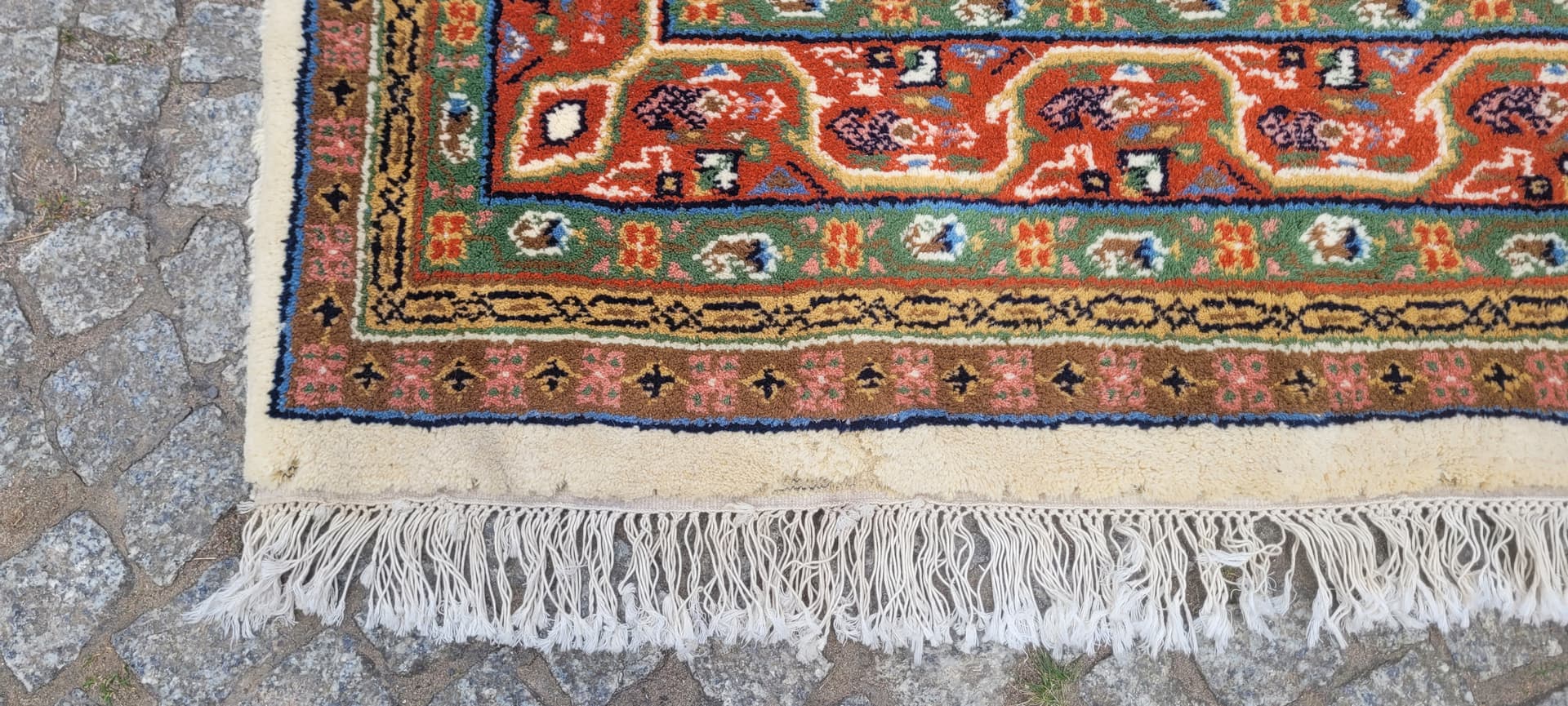 Dywan Indo Sarough Mir 200x300 cm, wełna beżowa, bawełna biała, Indie - 303922