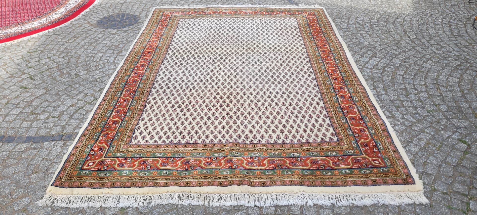 Dywan Indo Sarough Mir 200x300 cm, wełna beżowa, bawełna biała, Indie - 303919