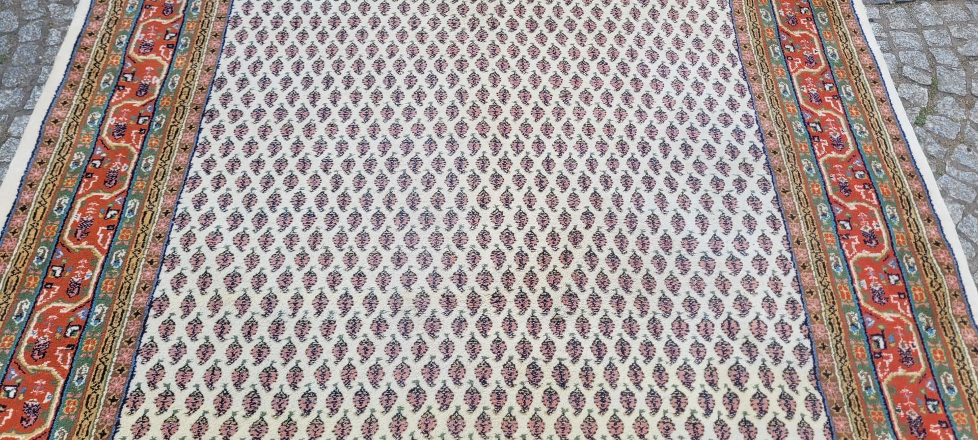 Dywan Indo Sarough Mir 200x300 cm, wełna beżowa, bawełna biała, Indie - 303917