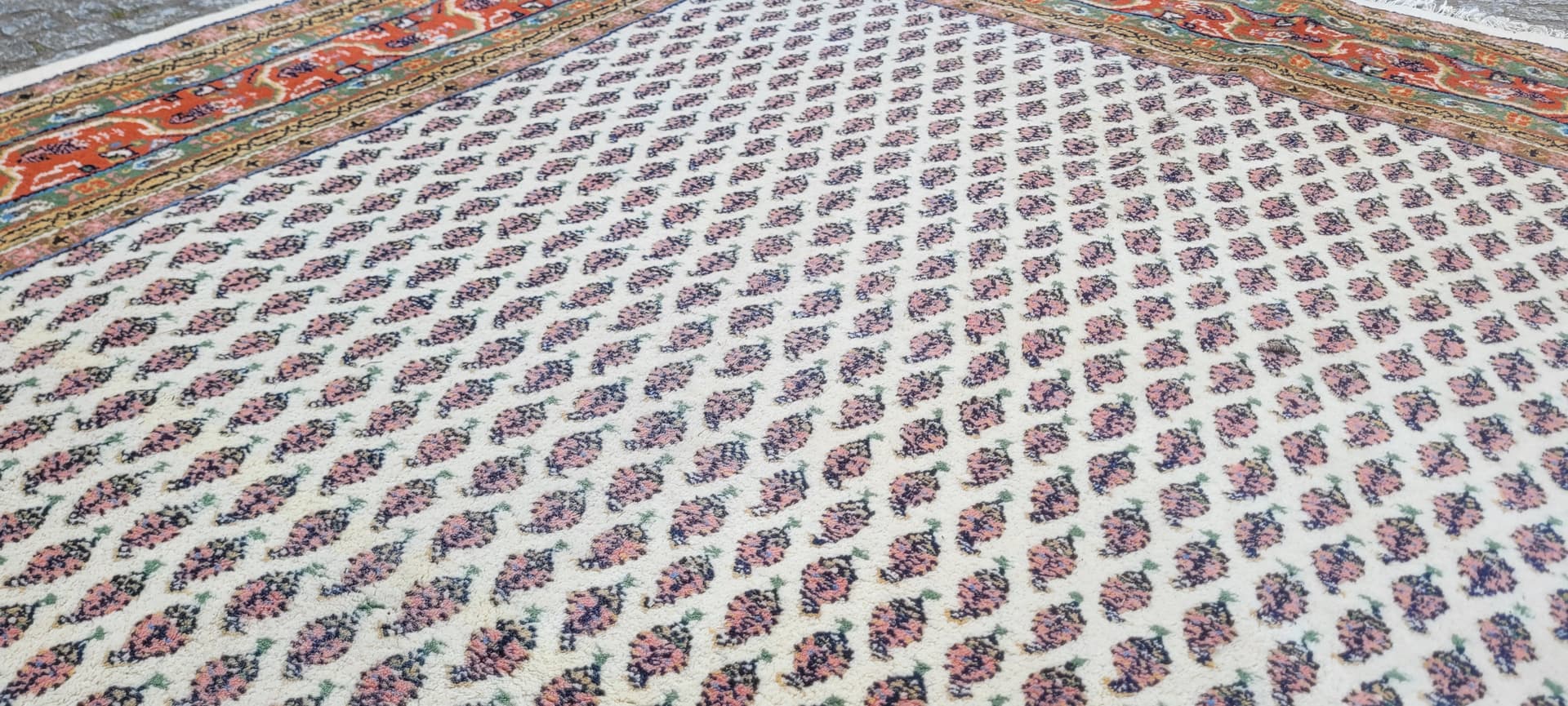 Dywan Indo Sarough Mir 200x300 cm, wełna beżowa, bawełna biała, Indie - 303909