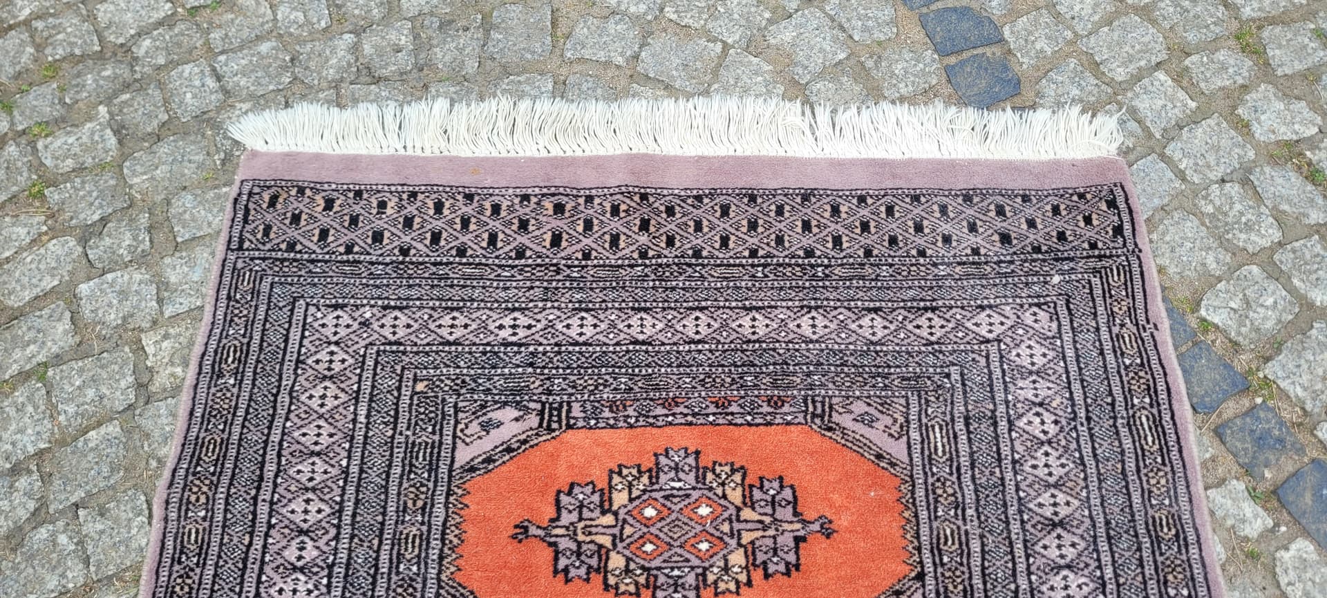 Dywan Buchara 170x92 cm, wełna pomarańczowa, bawełna biała, Pakistan, początek XX w. - 303934