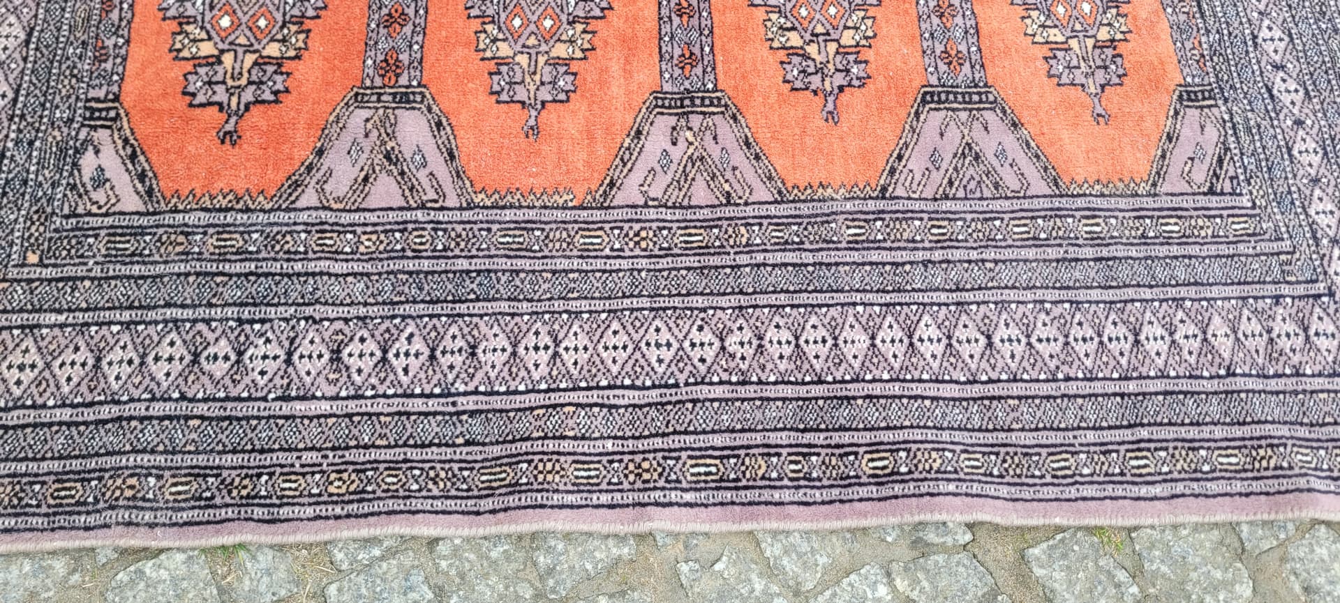 Dywan Buchara 170x92 cm, wełna pomarańczowa, bawełna biała, Pakistan, początek XX w. - 303938