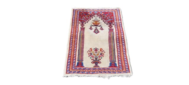 Dywan Buchara 93x63 cm, beżowy czerwony niebieski żółty, wełna bawełna, Pakistan - WYMIARY