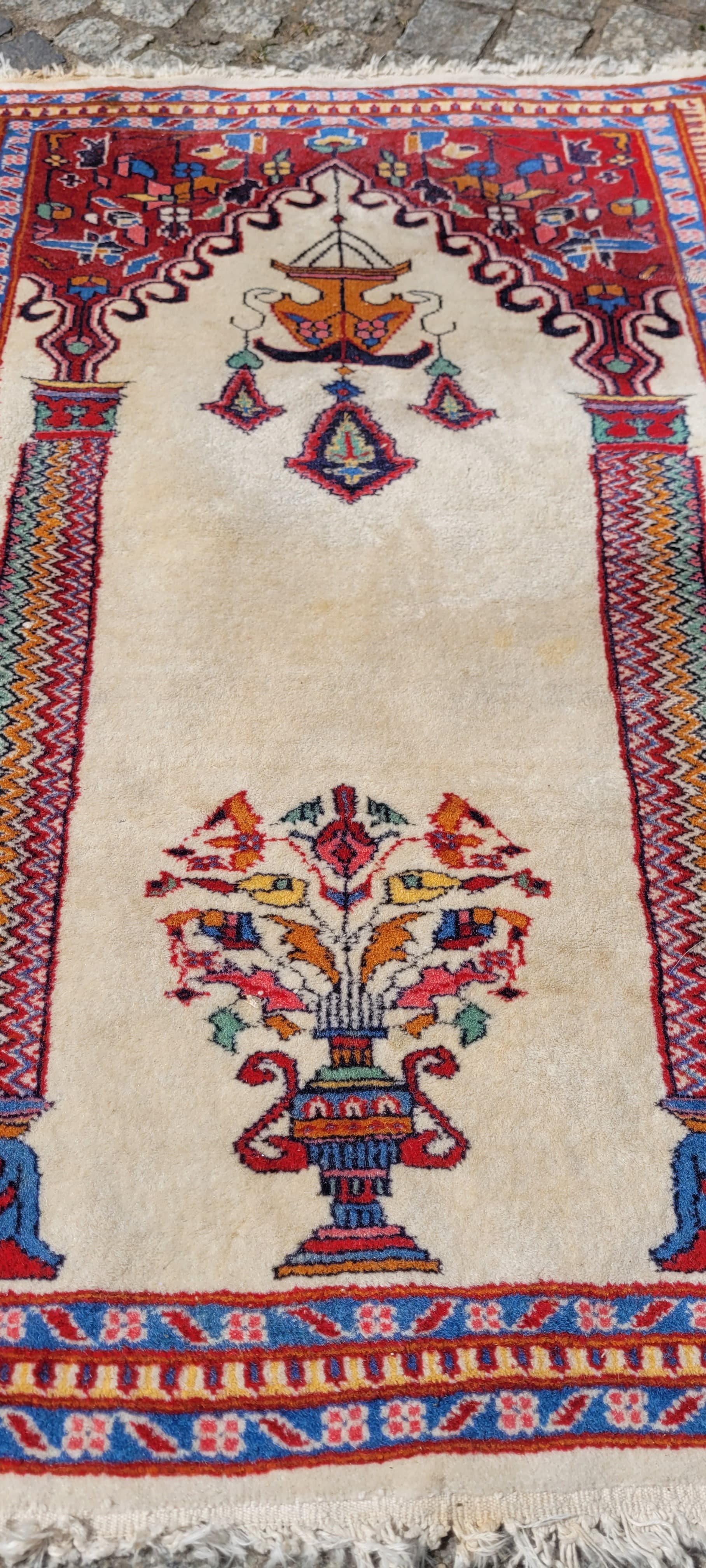 Dywan Buchara 93x63 cm, beżowy czerwony niebieski żółty, wełna bawełna, Pakistan - 303939
