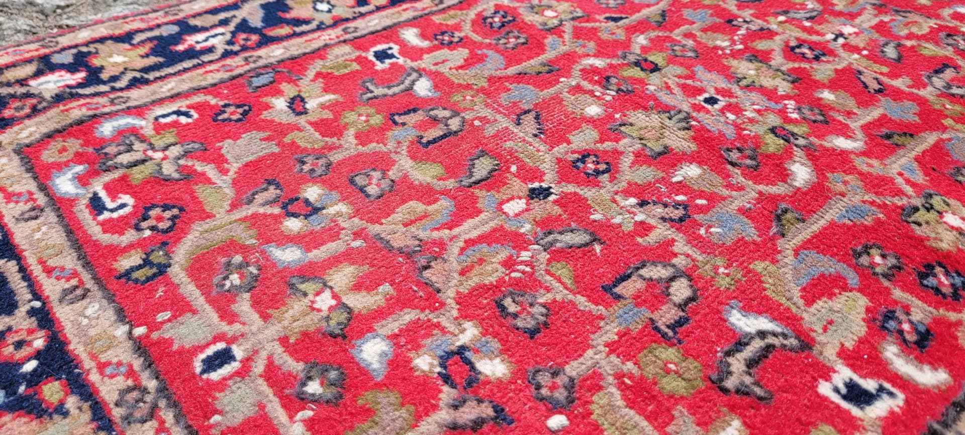 Rug Indo Tabriz 105x64 cm, red navy, wool cotton, India - 303963