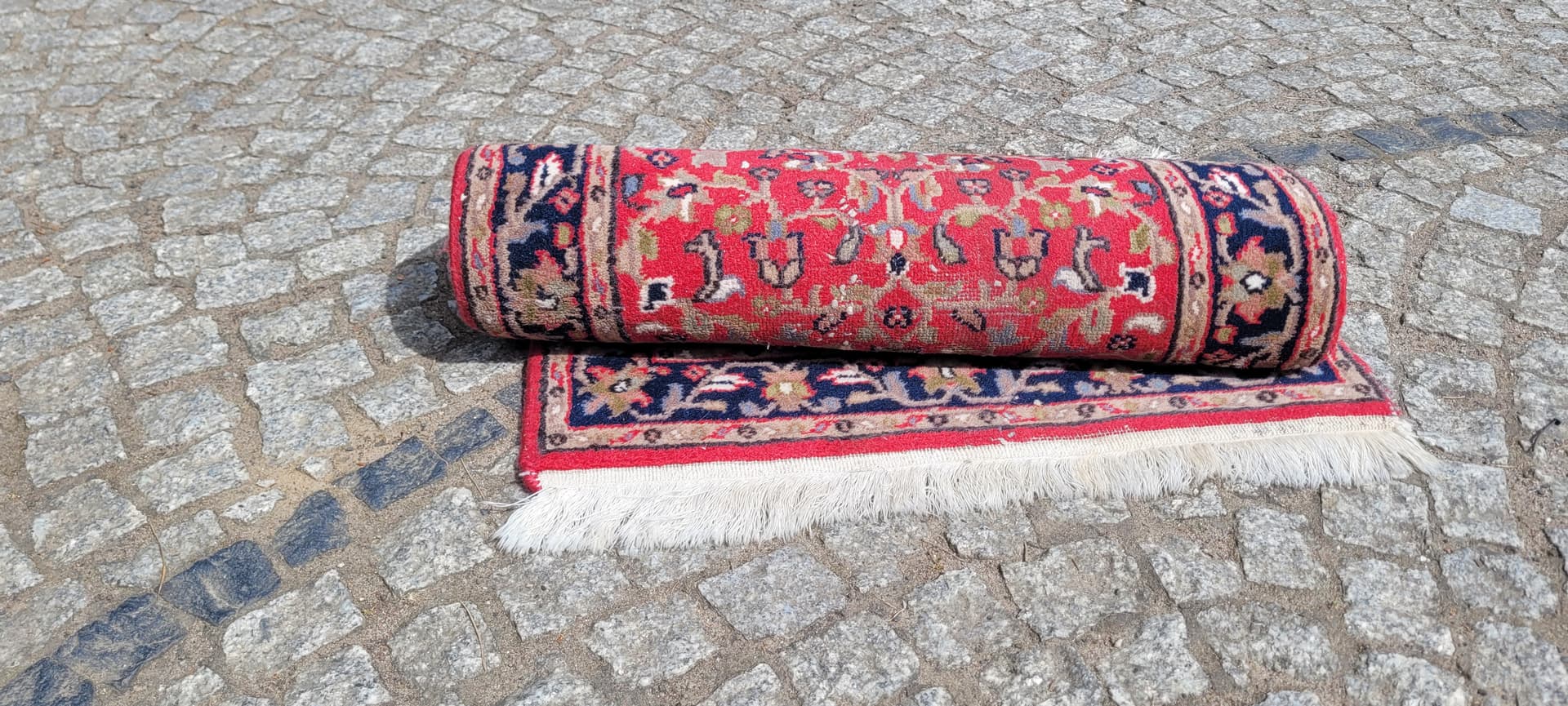 Rug Indo Tabriz 105x64 cm, red navy, wool cotton, India - 303962