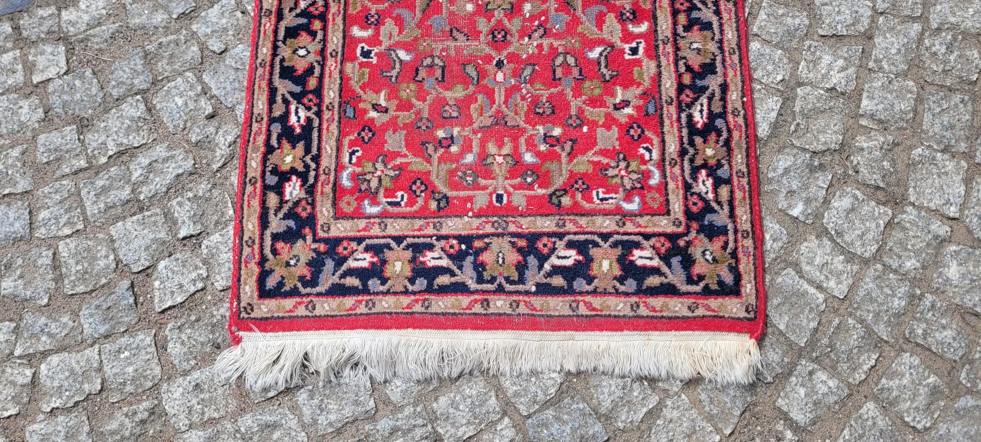 Rug Indo Tabriz 105x64 cm, red navy, wool cotton, India - 303964