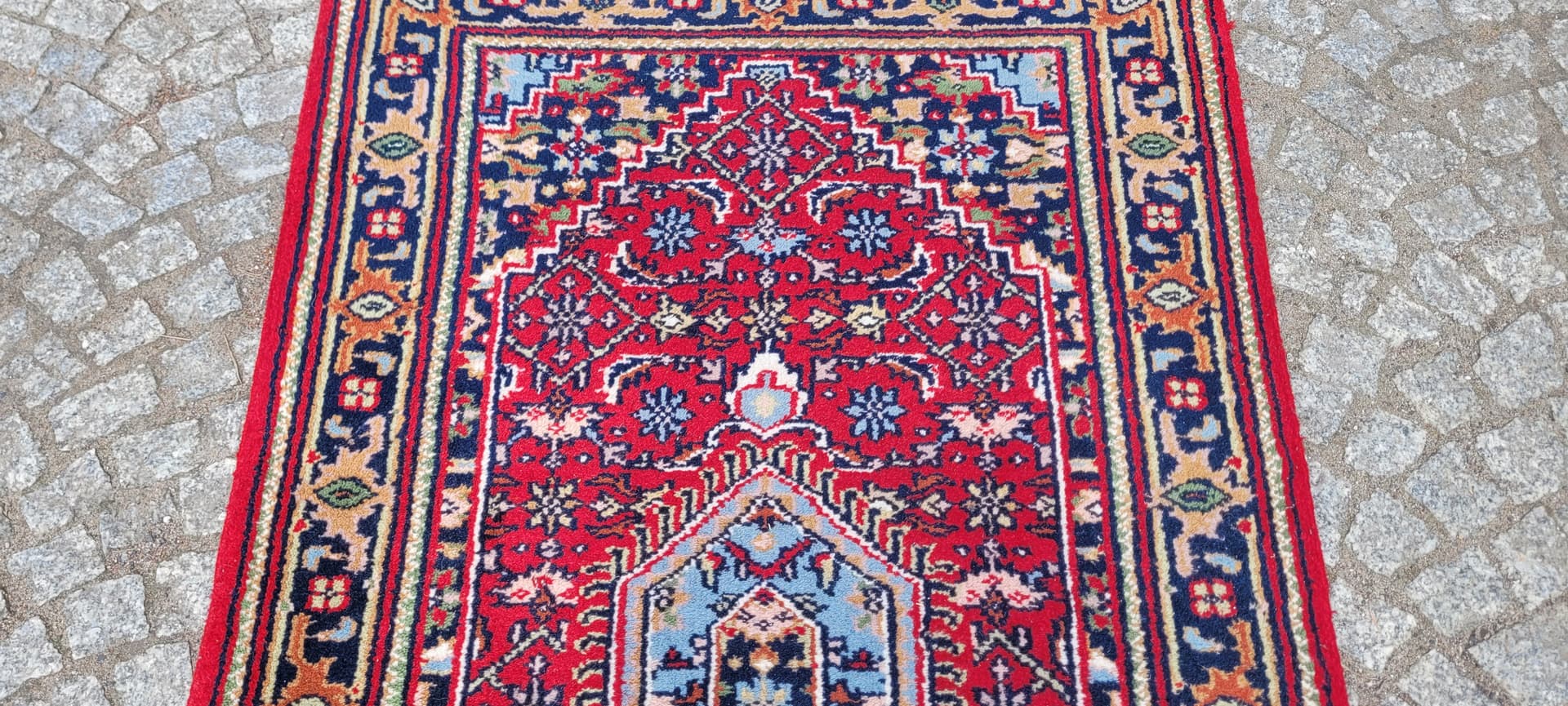 Dywan Bidjar 93x175 cm, wełna czerwona, bawełna beżowa, Indie - 303996
