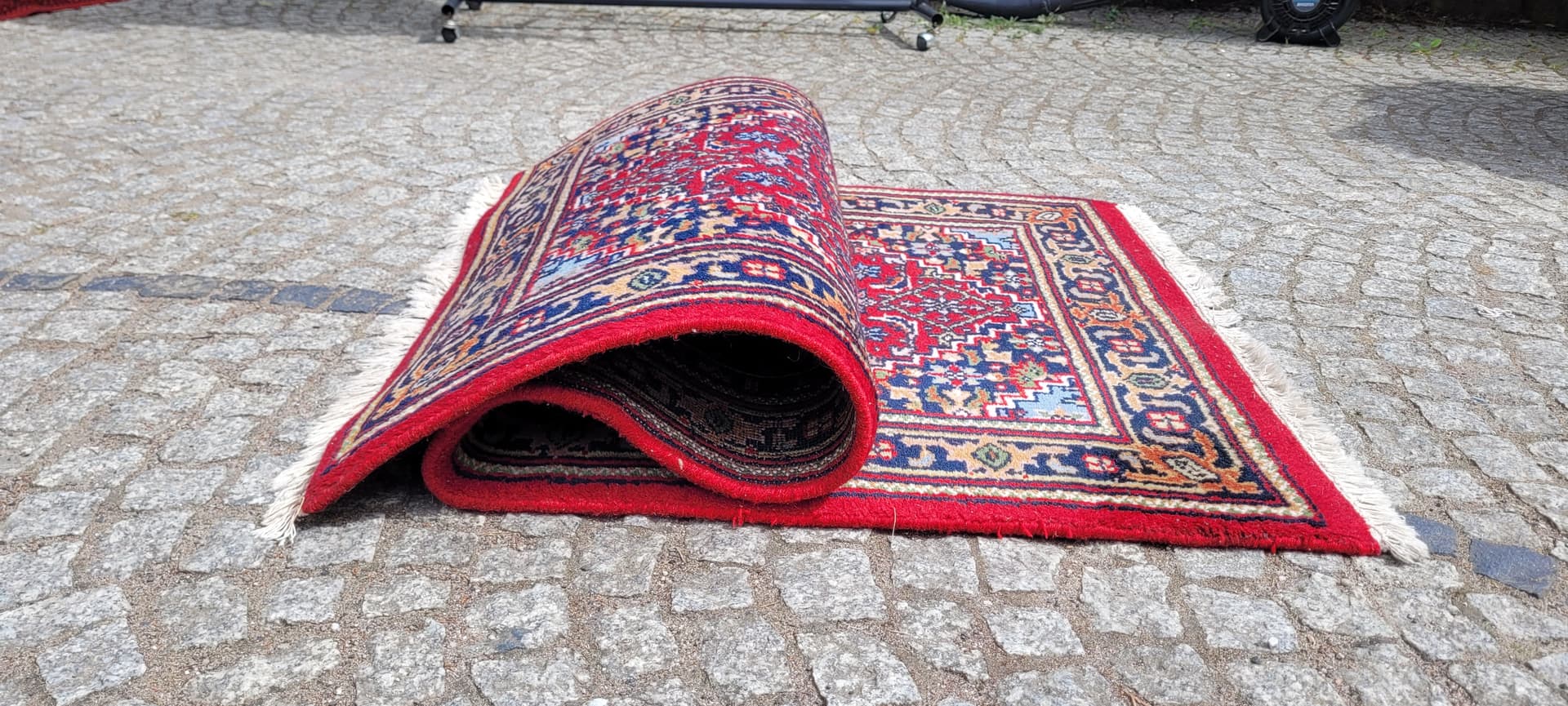 Dywan Bidjar 93x175 cm, wełna czerwona, bawełna beżowa, Indie - 303989