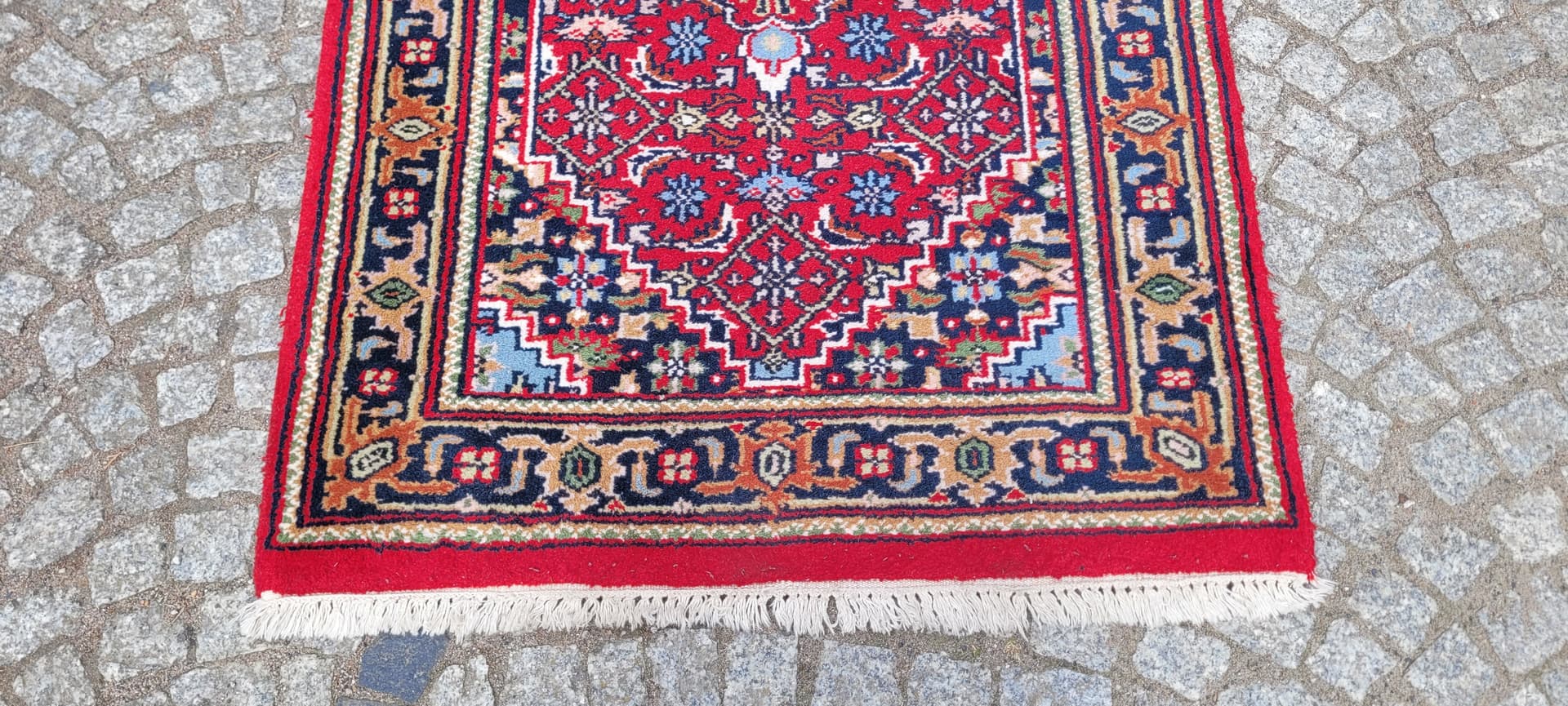 Dywan Bidjar 93x175 cm, wełna czerwona, bawełna beżowa, Indie - 303995