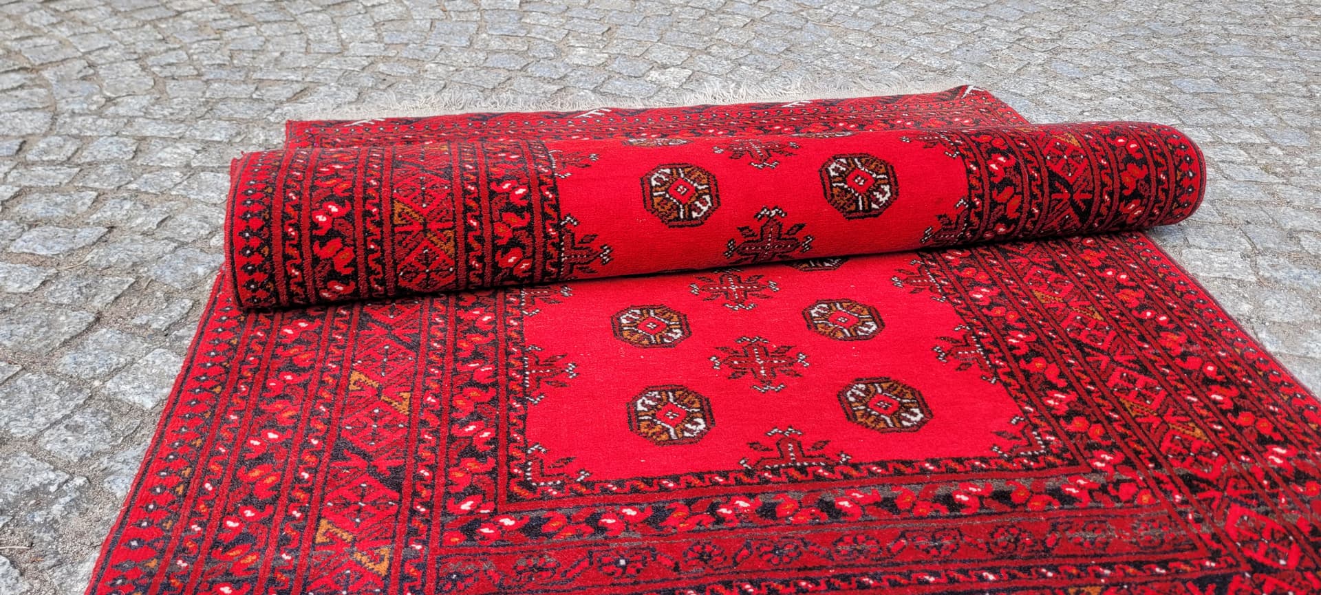 Dywan afgański, czerwony, wełna, Afganistan, lata 80. - 304006
