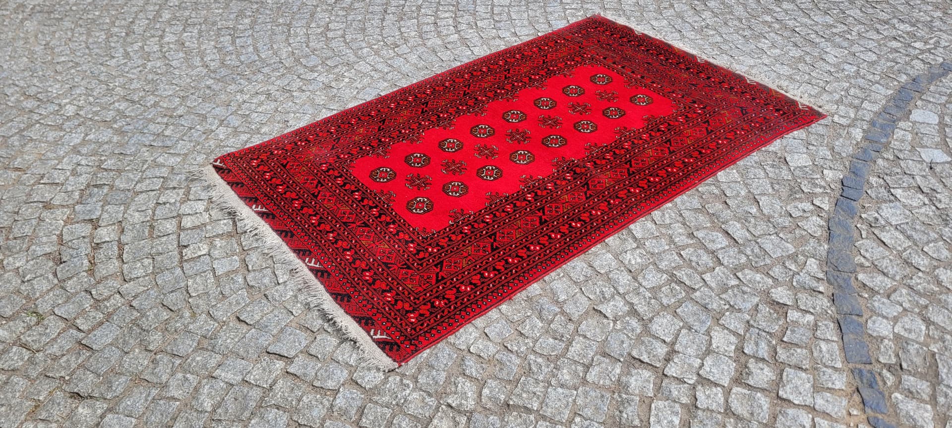 Dywan afgański, czerwony, wełna, Afganistan, lata 80. - 304003