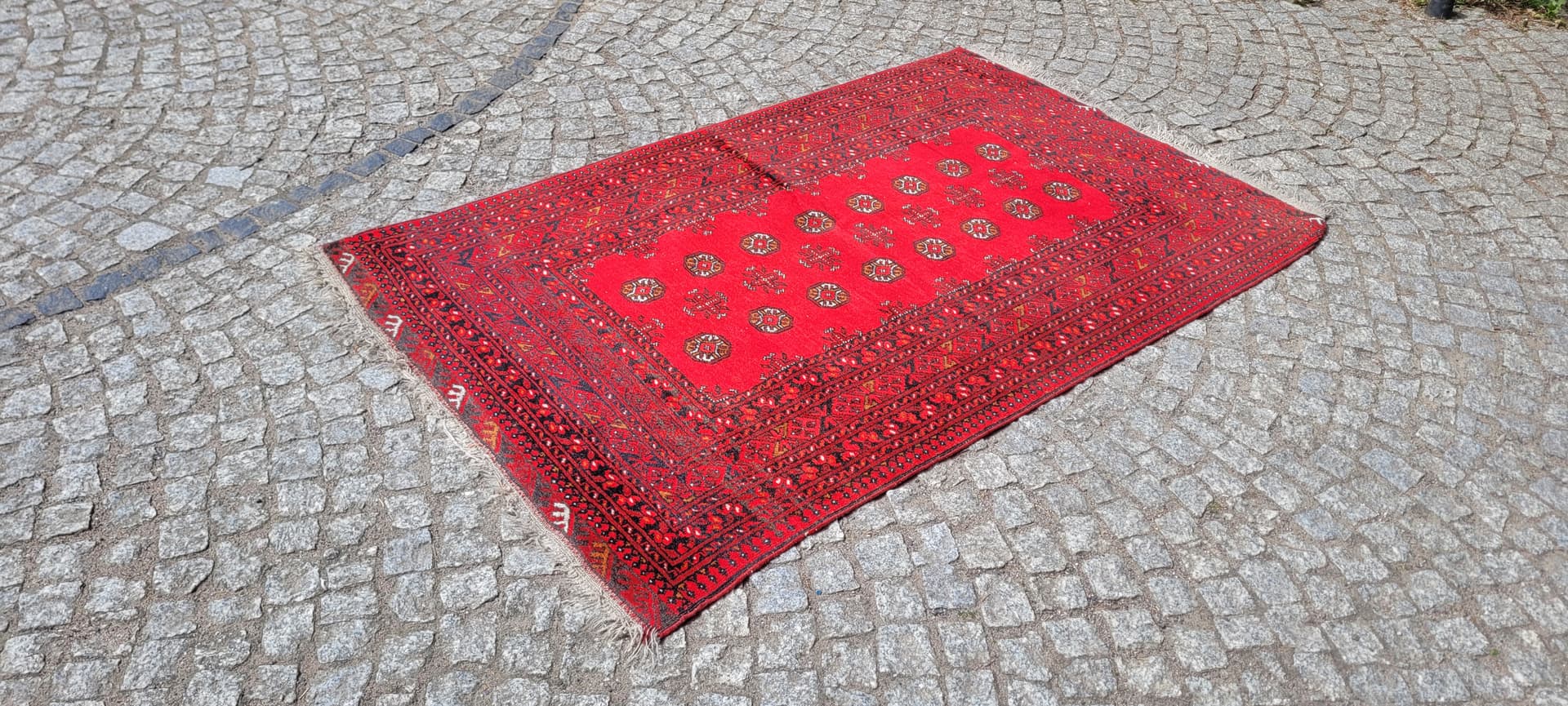 Dywan afgański, czerwony, wełna, Afganistan, lata 80. - 304004